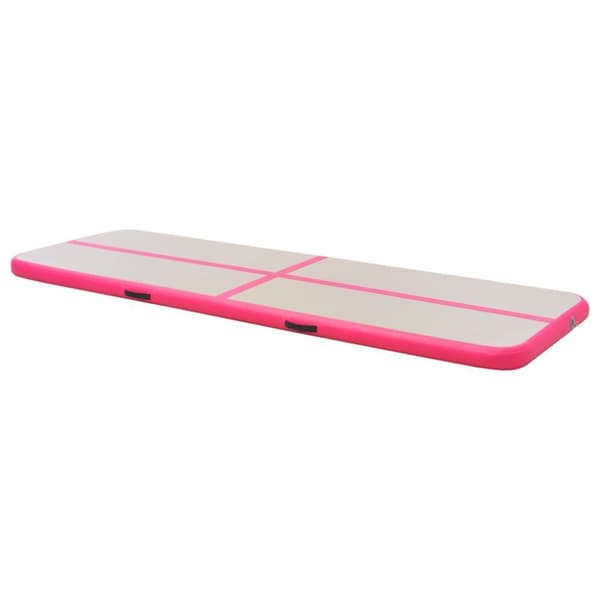 vidaXL Oppblåsbar gymnastikkmatte med pumpe 800x100x10 cm PVC rosa