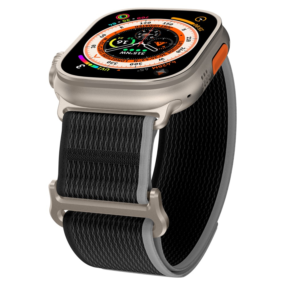 Apple Watch (49/46/45/44 mm) Nylon Armband mit geflochtenem Design (Gelenkumfang: 175 - 215 mm) - Schwarz / Grau