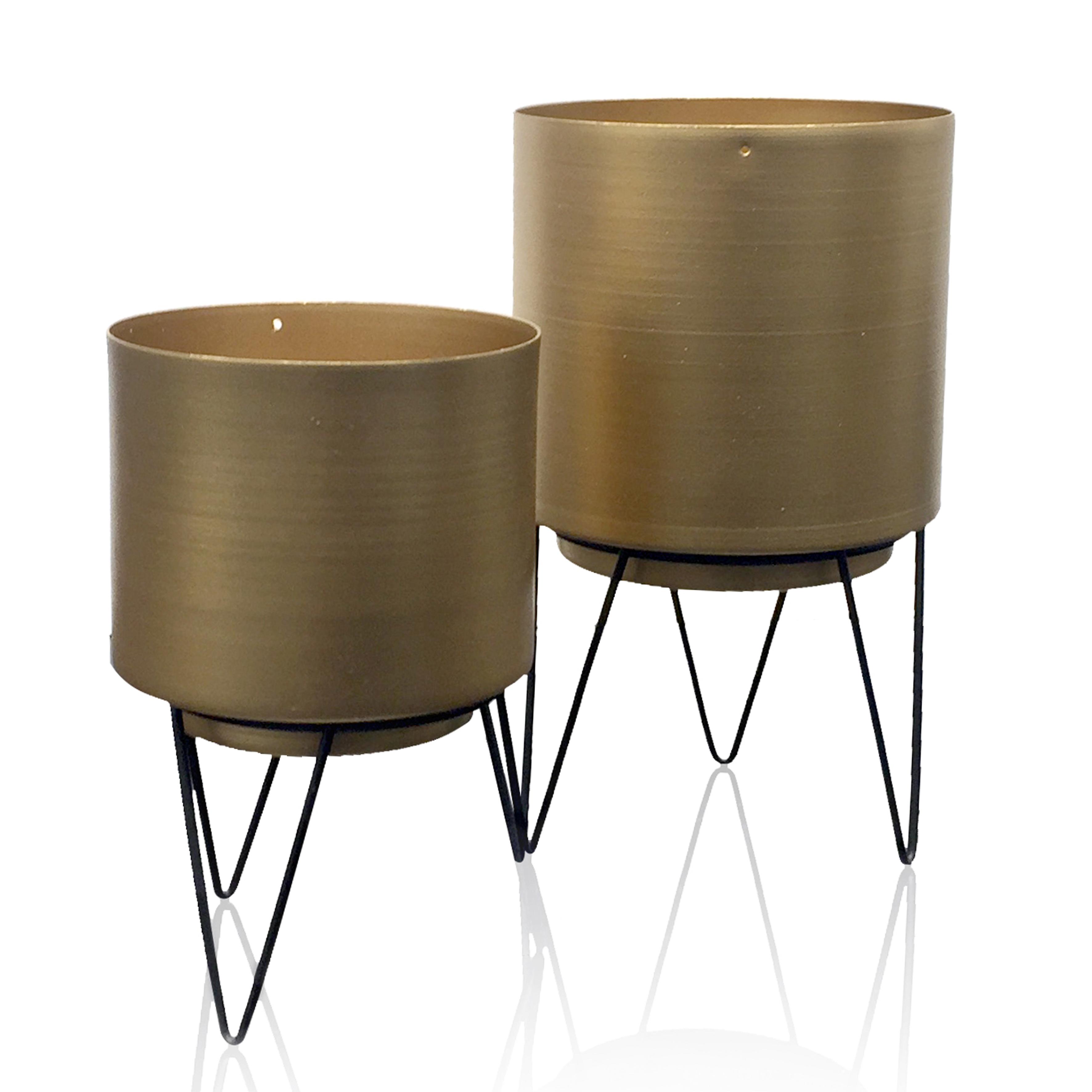 POTS FLEURS PIED FILAIRE 2 PIECES