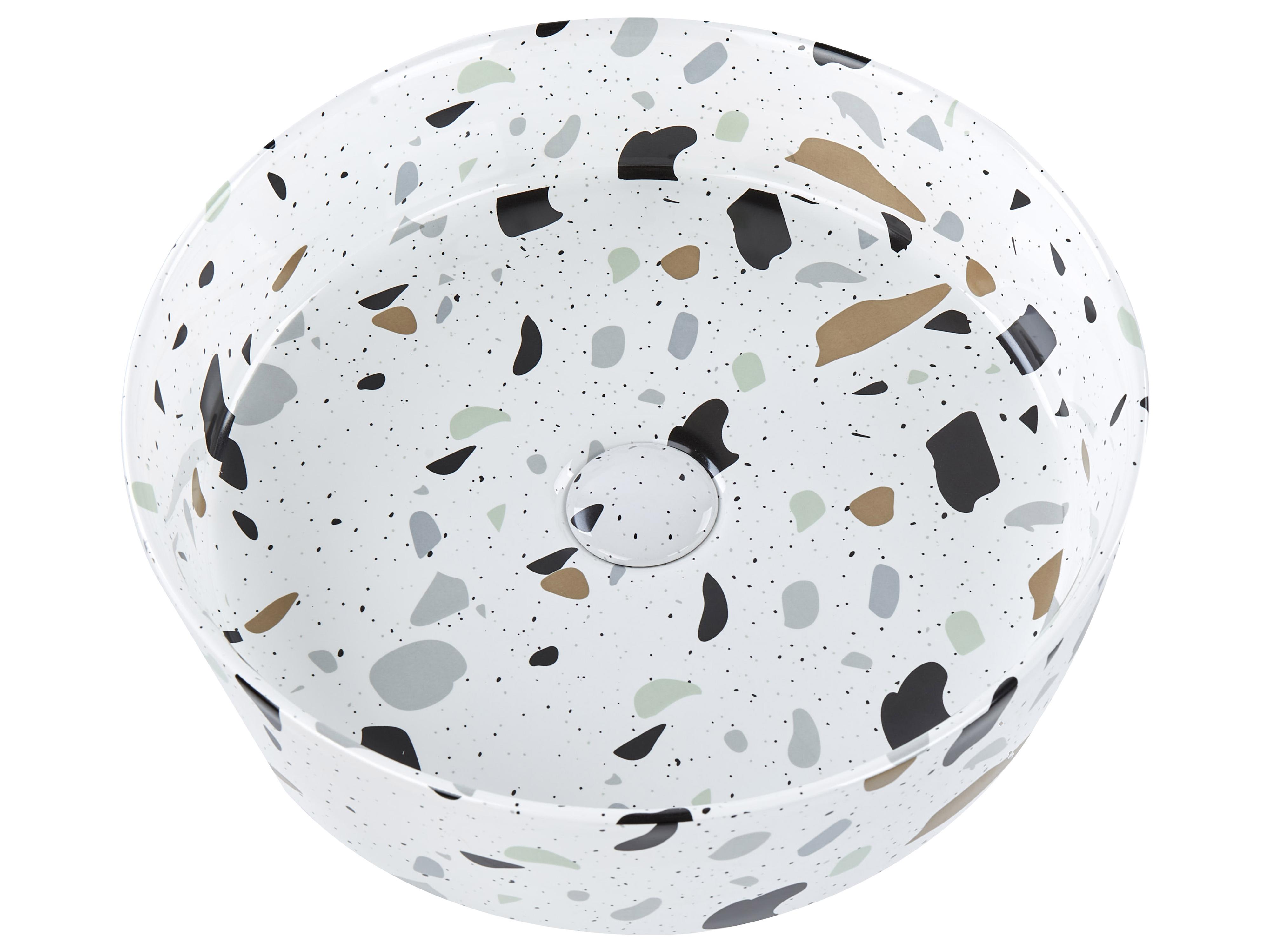 Wastafel voor aanrechtblad NULES ⌀ 40 cm Keramiek Wit terrazzo