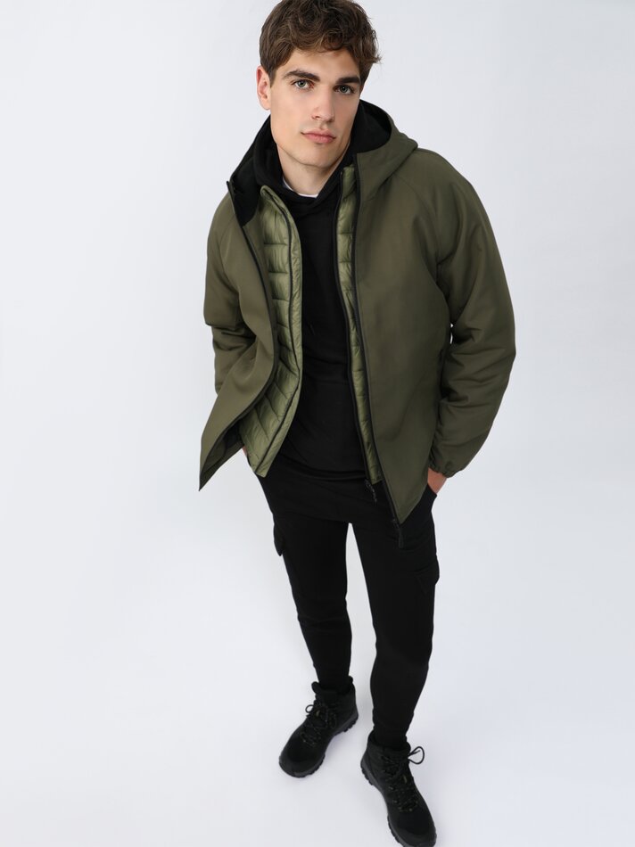 Parka básica com capuz - Verde Oliva