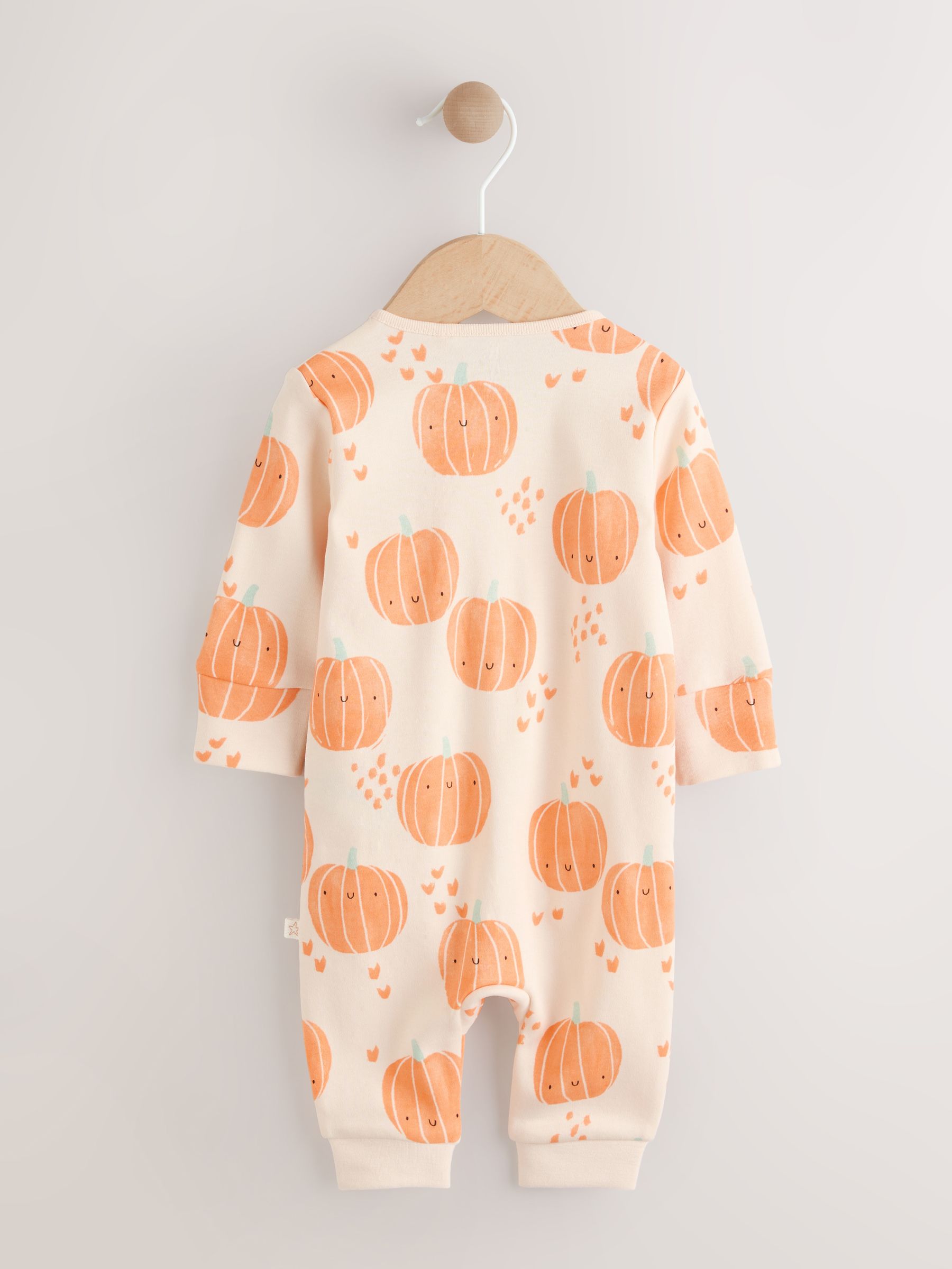 Oranje - Voetloze babypyjama met tweewegrits met pompoenen (0mnd-3jr)