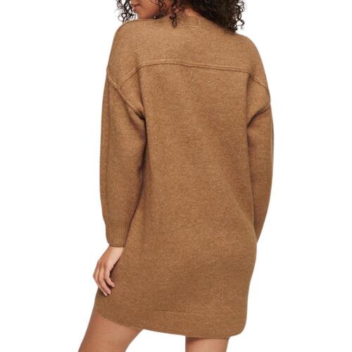 Superdry - V NECK KNIT JUMPER DRESS Marrón