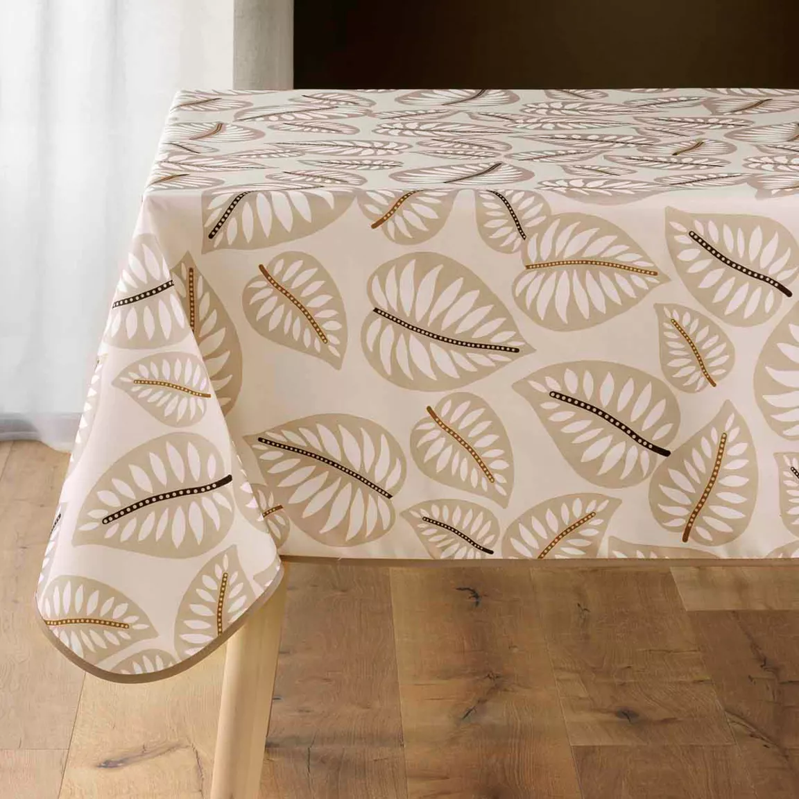 Nappe carrée anti tache (150 x 150 cm) Alma Beige