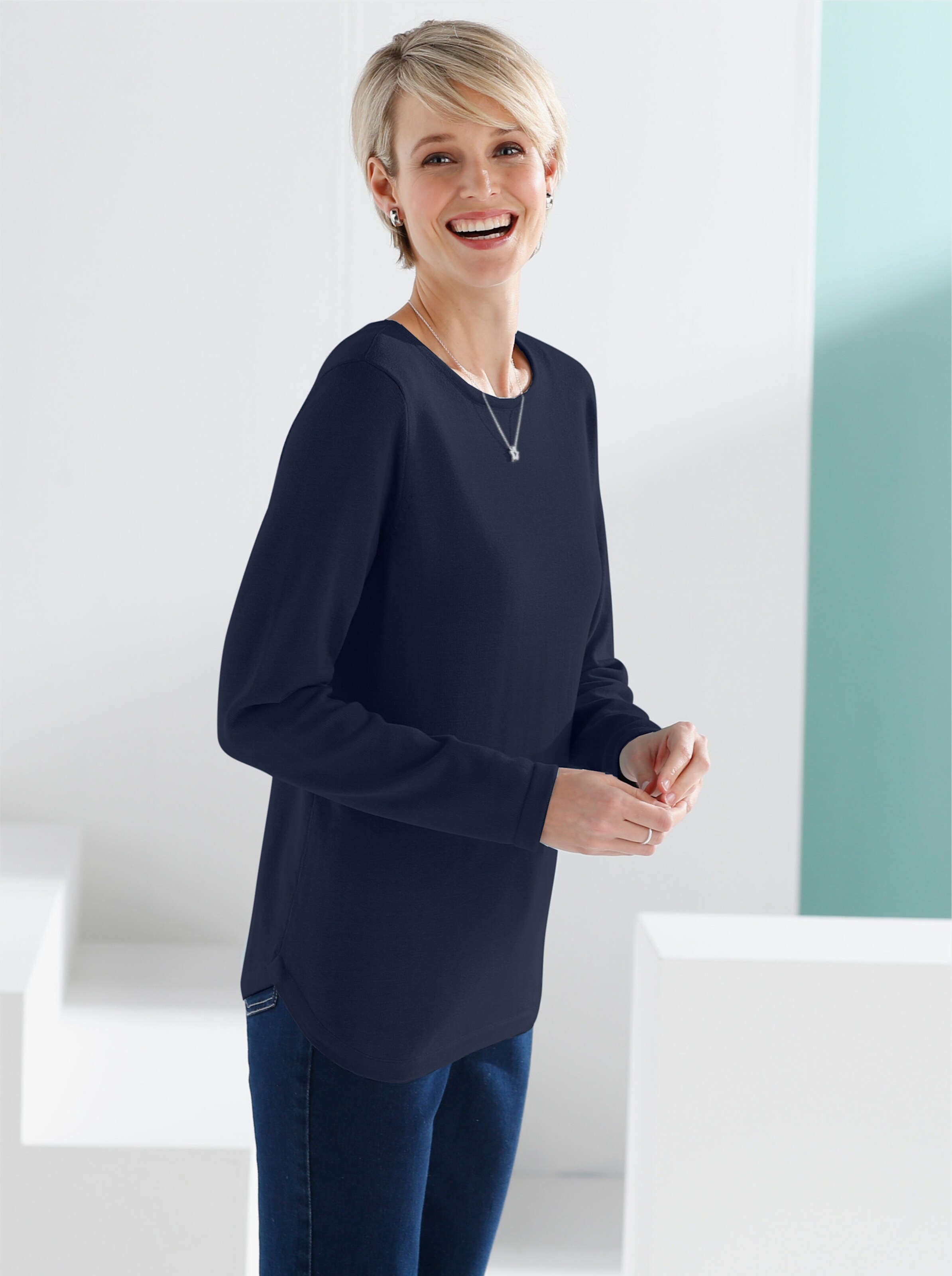Langarm-Pullover mit überlappendem Saum