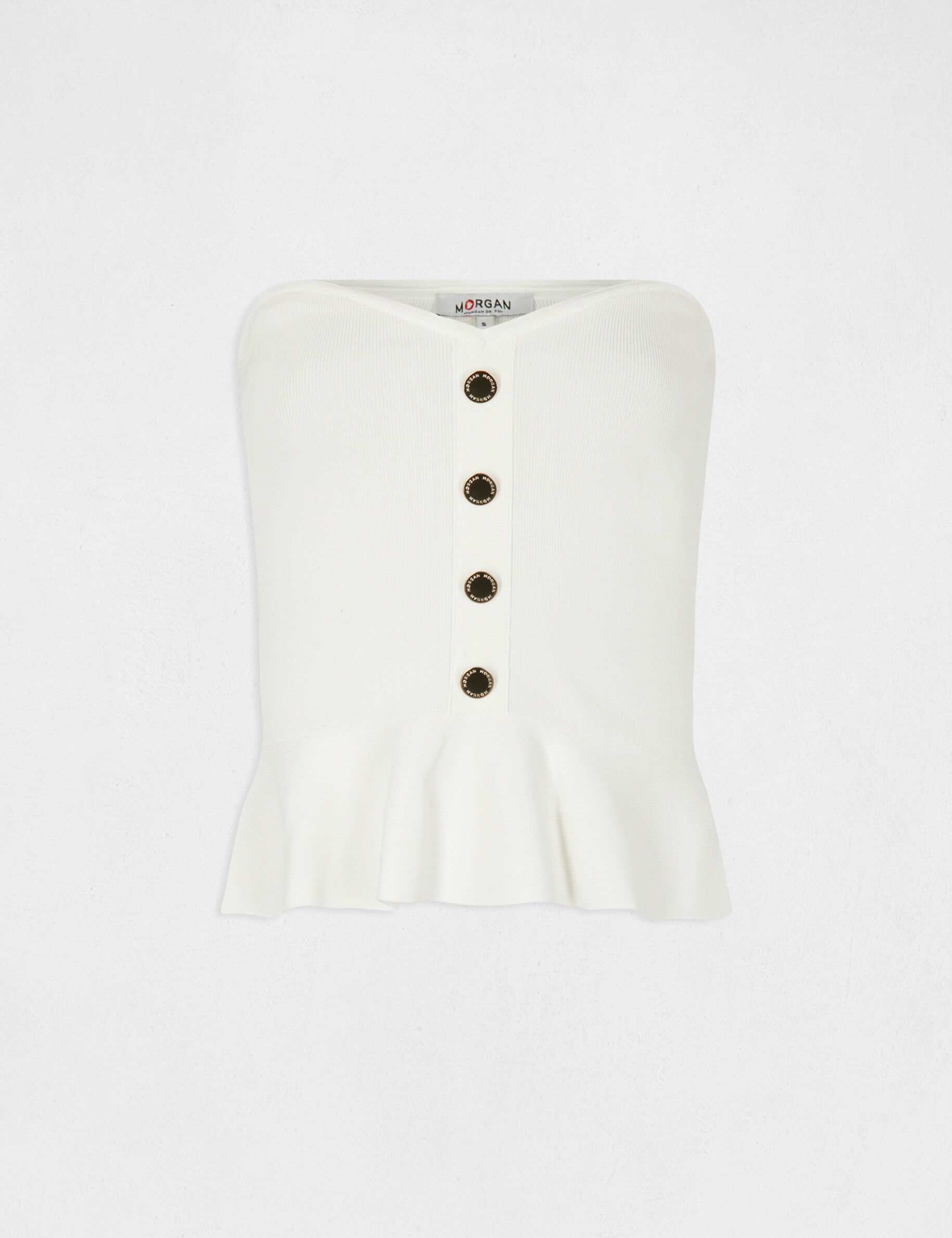 Débardeur pull bustier avec boutons ecru femme - ecru