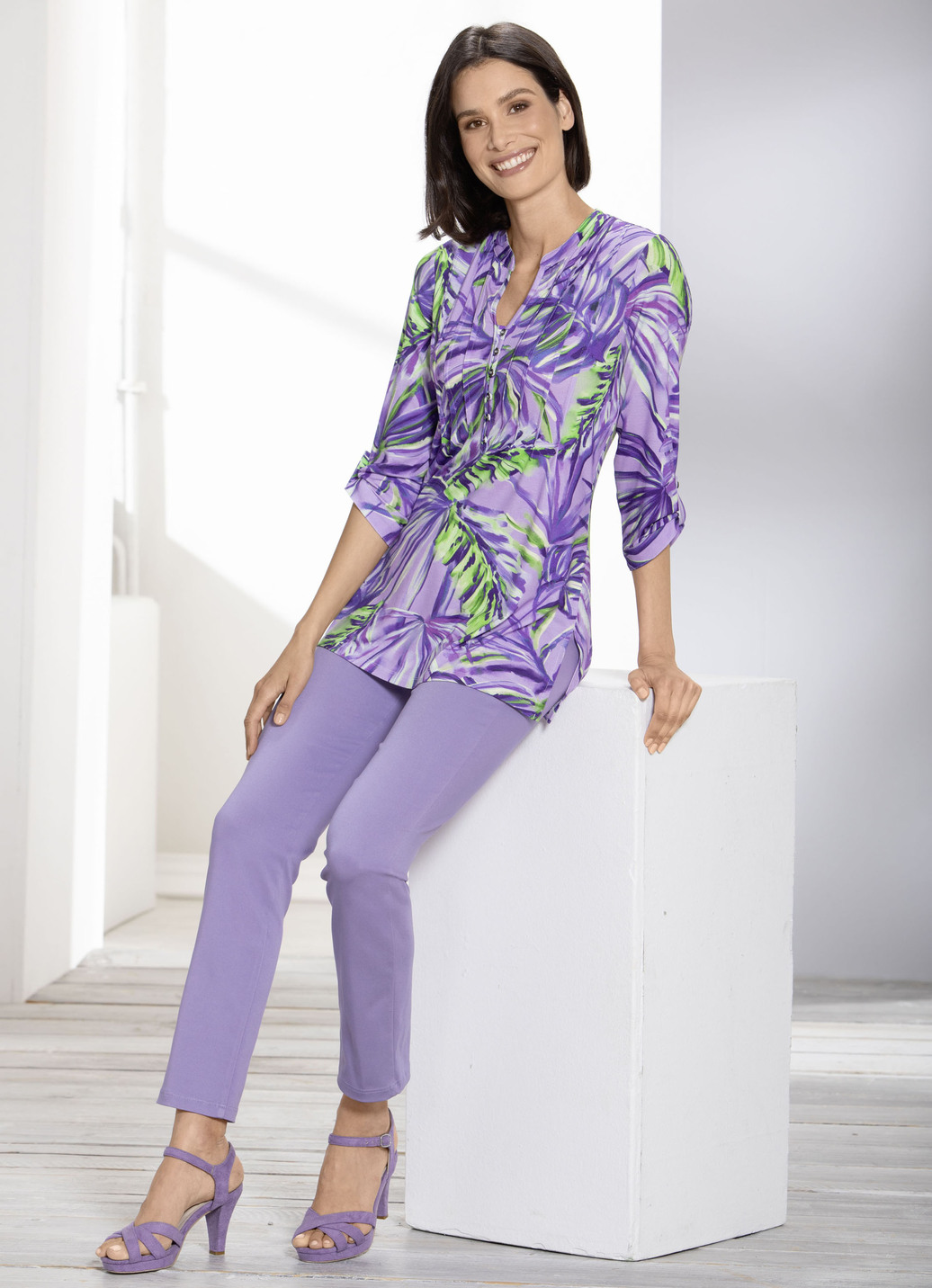 Shirt-Tunika mit farbbrillantem Druck