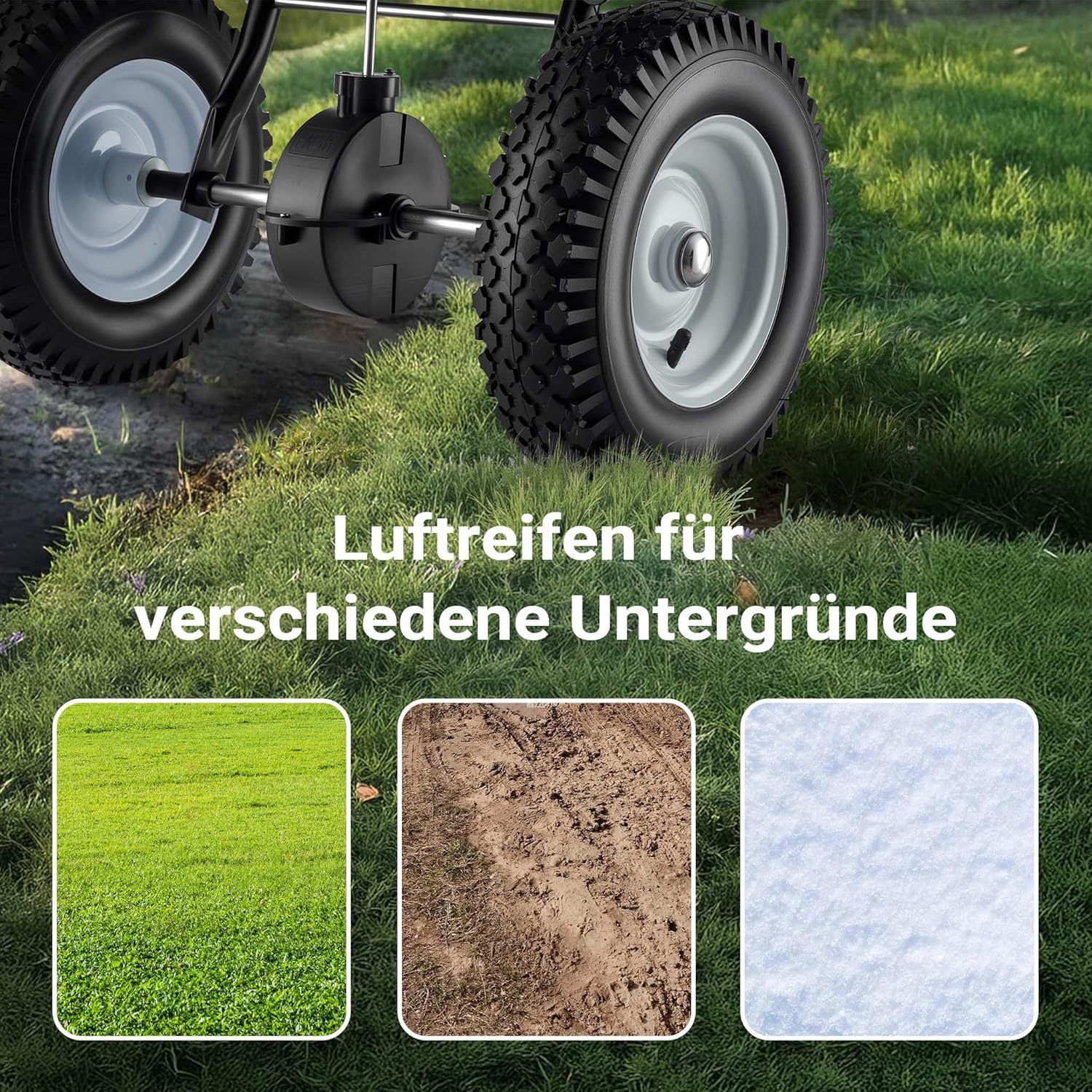 Wiltec Streuwagen GT1507 29L für Dünger, Saatgut, Streusalz, Sand gleichmäßiges Streuen