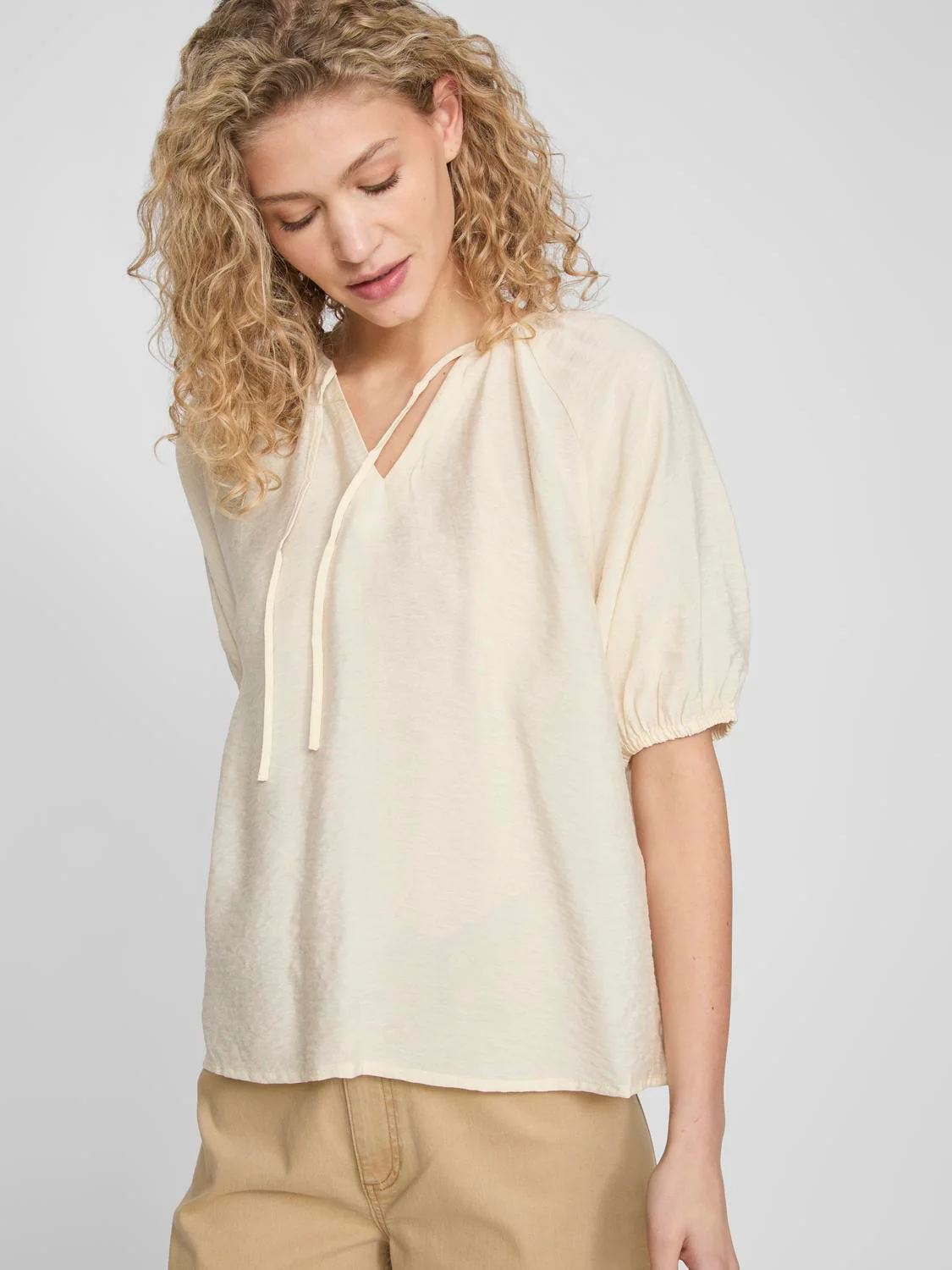 Vila  Vidomira V-Neck bluse - Birch