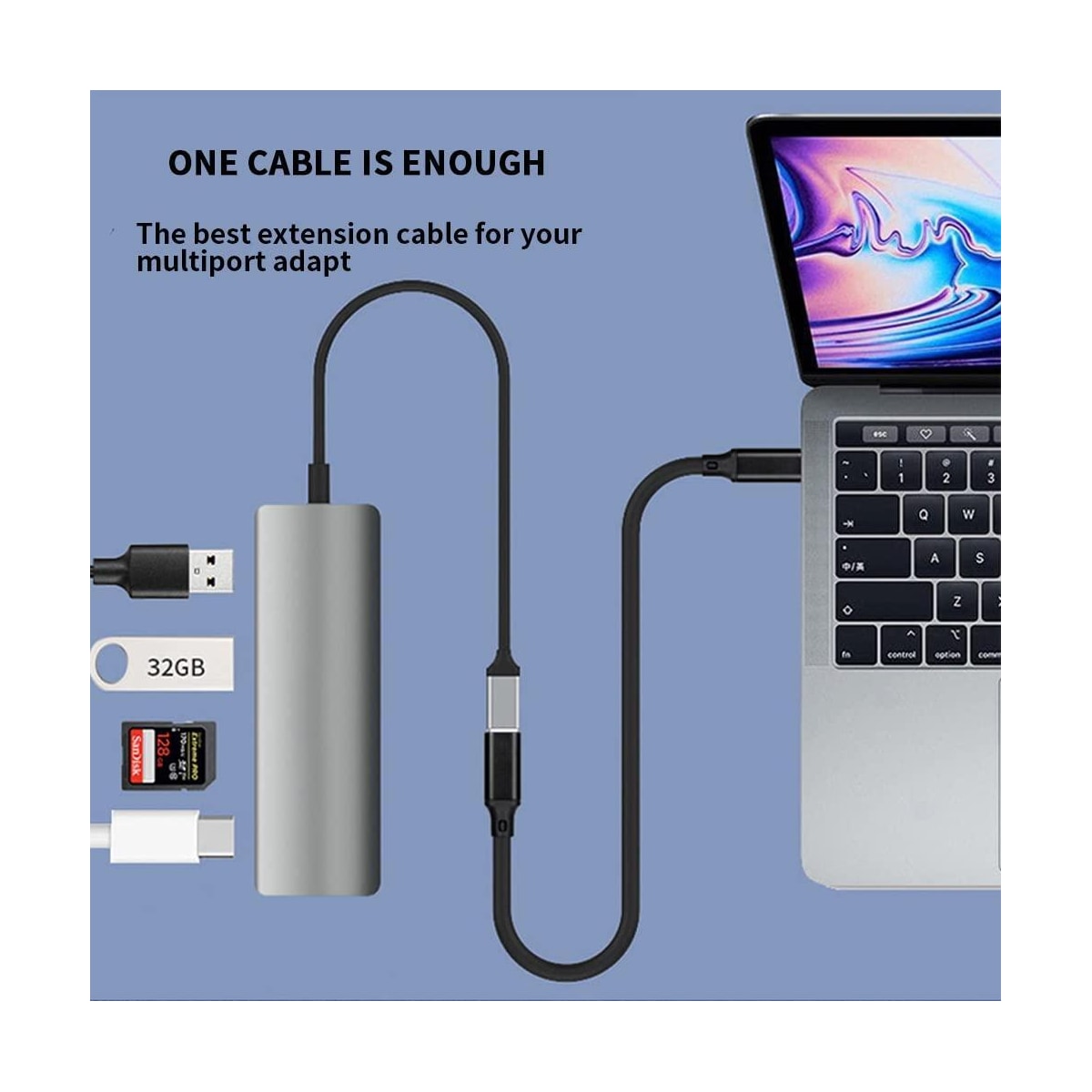 NÖRDIC 1,5m USB2.0 USB-C ha til C ho skjøtekabel 2,4A 480Mbps 12W