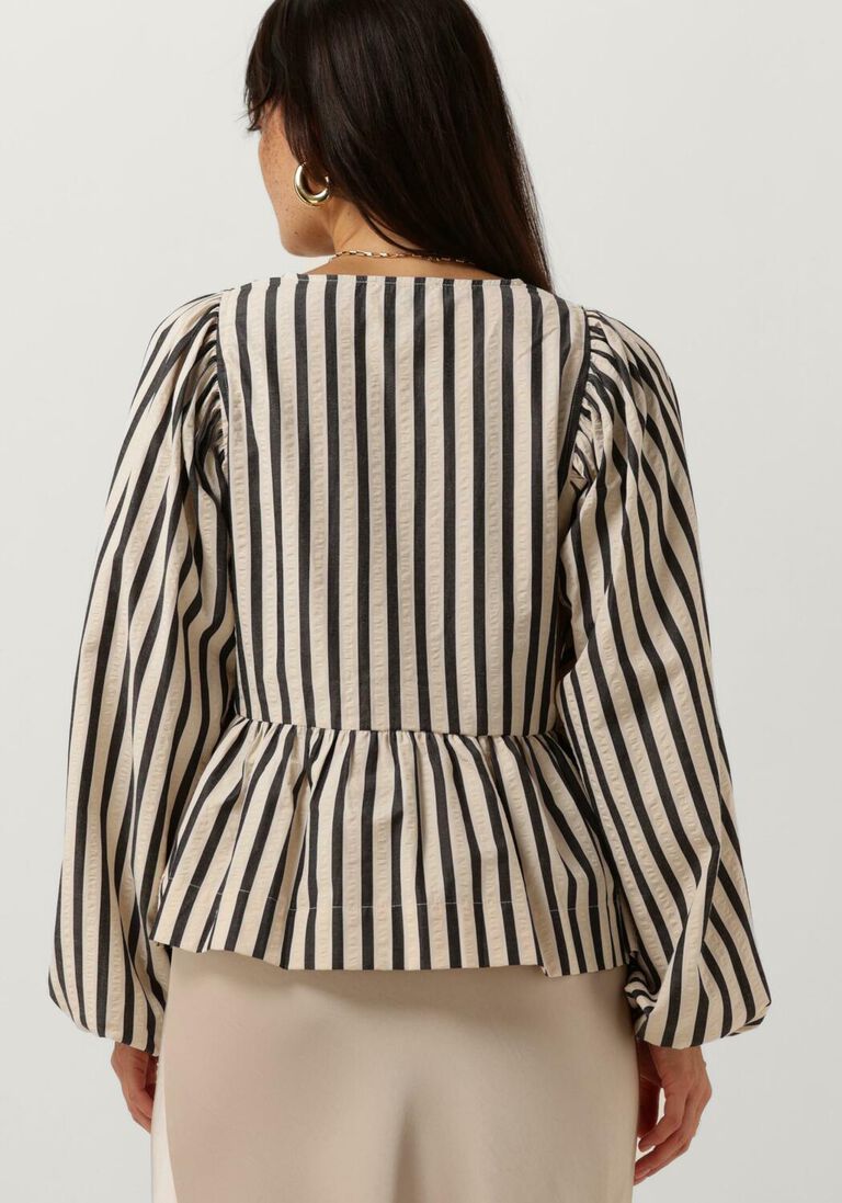 NEO NOIR blauw/wit gestreepte neo noir blouse bessie contrast stripe blouse