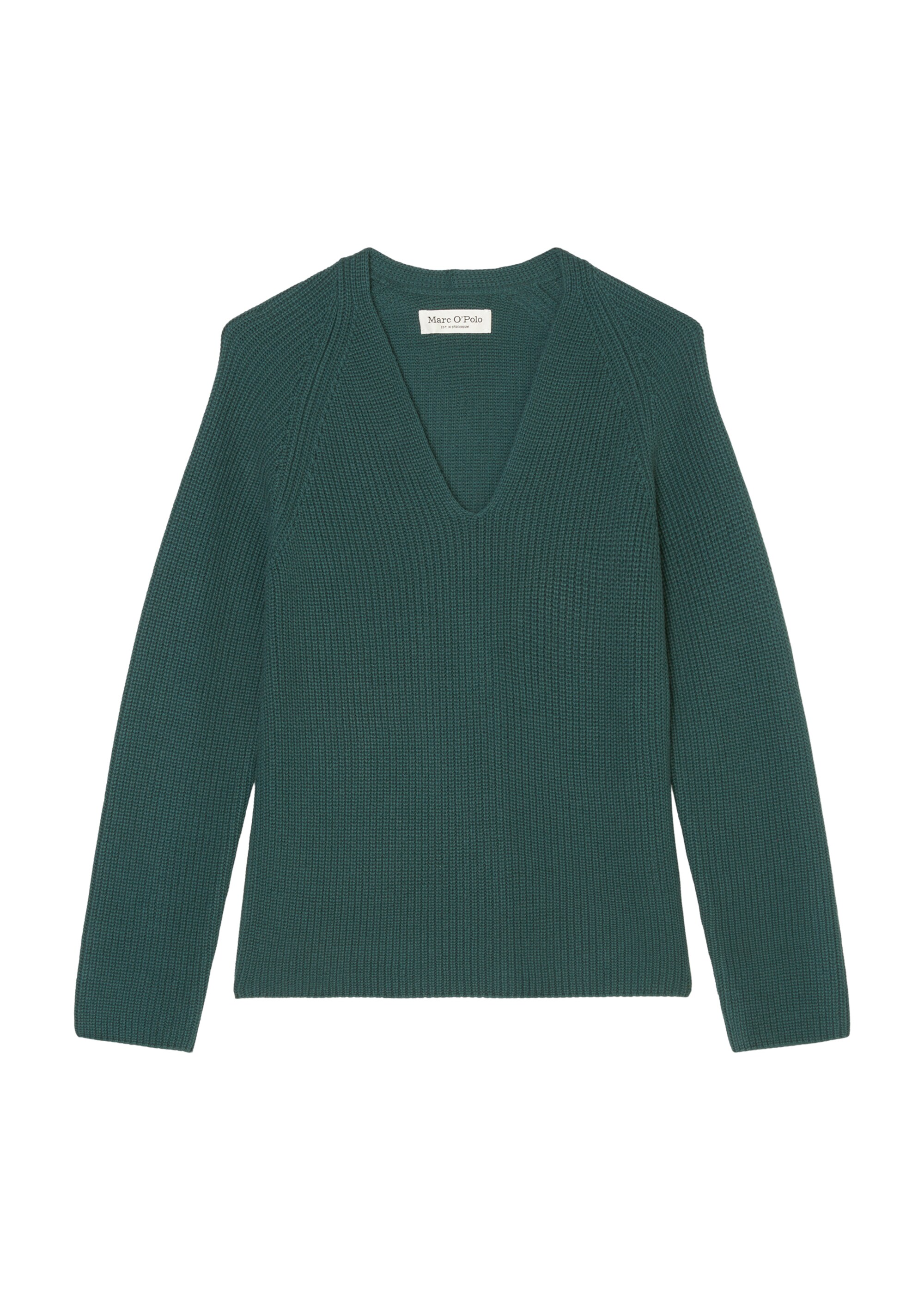 V-Neck-Strickpullover relaxedaus schwerem Baumwoll-Garn