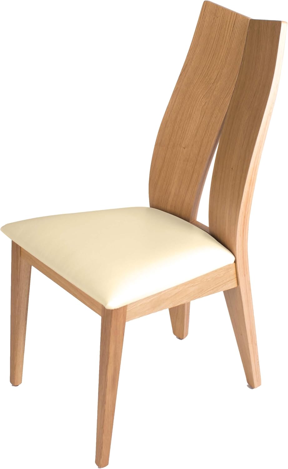 Exklusiver Esszimmerstuhl aus Eiche mit Kunstlederbezug - Elegantes Design, ergonomisch geformt - Perfekt für Küche, Esszimmer, Büro oder Wohnzimmer (Eiche, Weiss)
