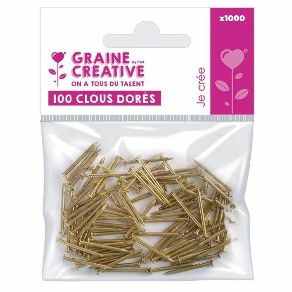 1000 mini clous dorés 20 mm