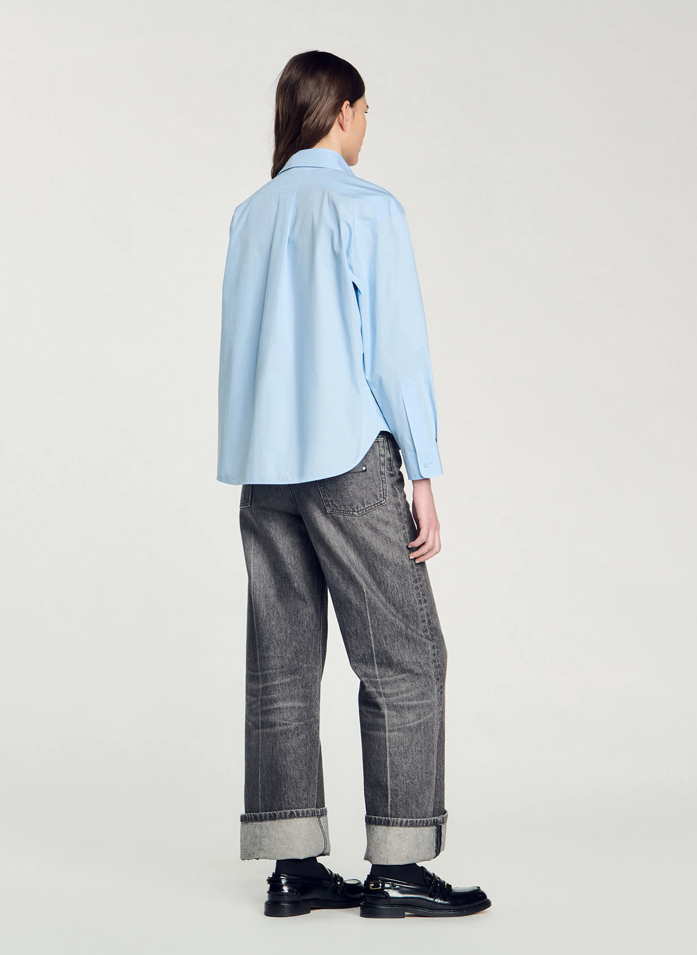 Chemise col classique en coton | Bleu