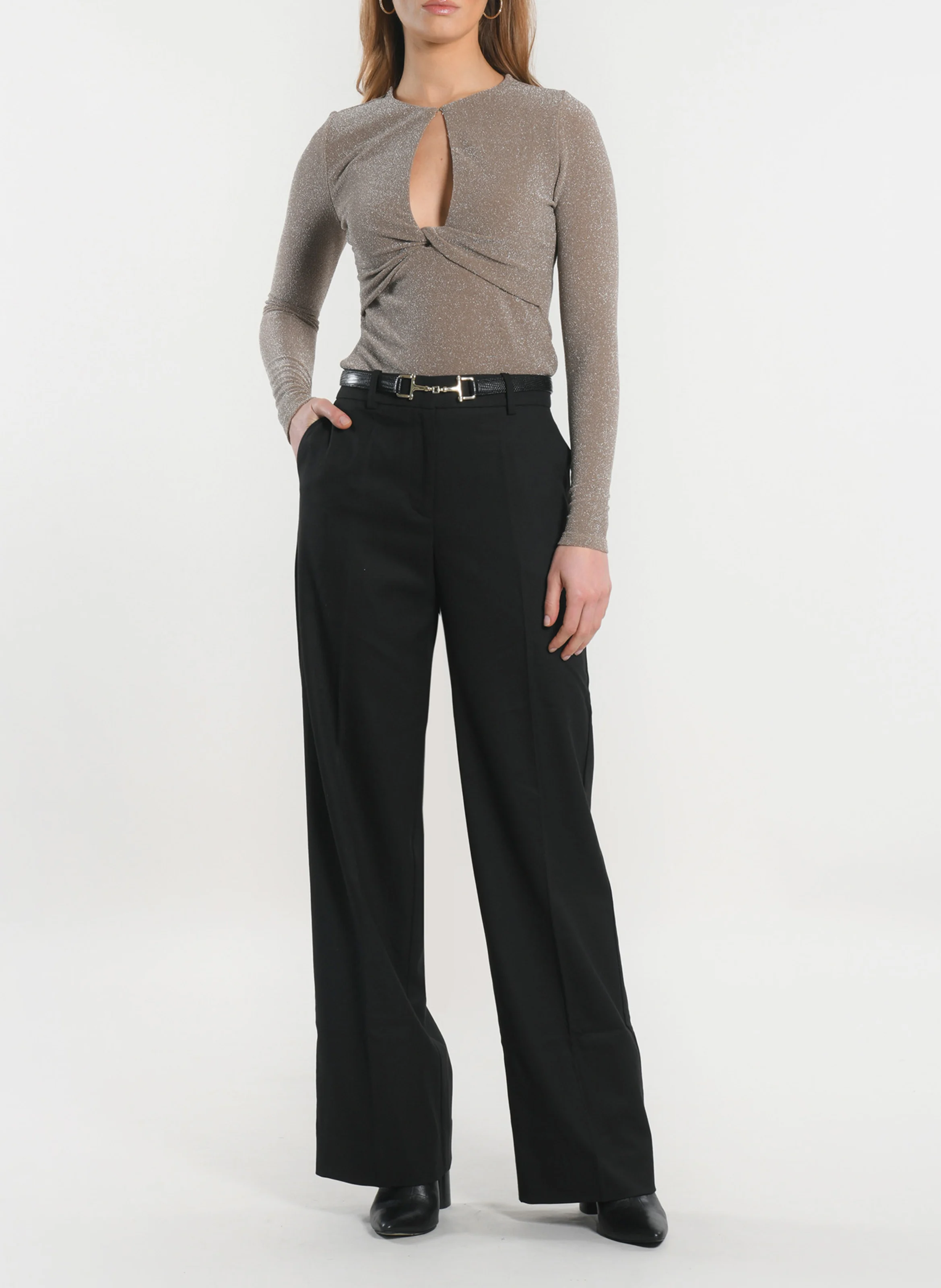 SAYA - Top ajusté col rond | Beige