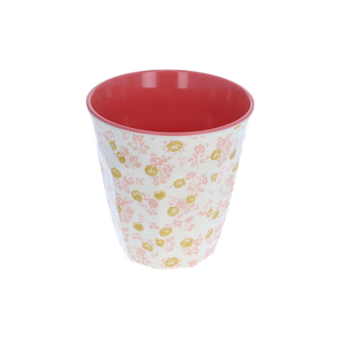 Grand verre fleurs rose et moutarde en mélamine - Trésors de fille Pause goûter