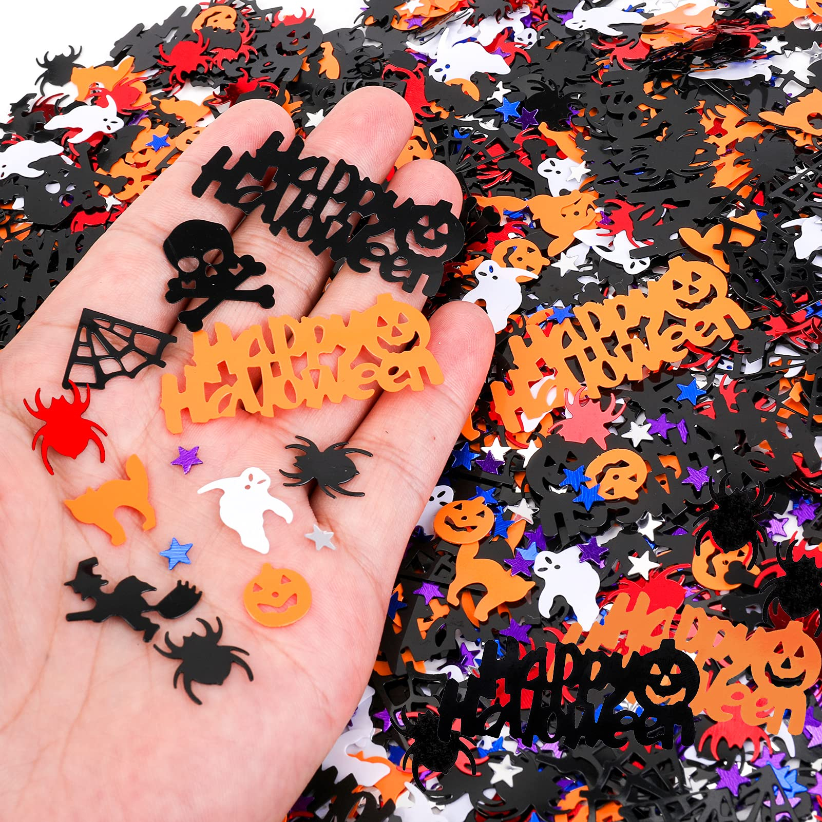 (30g) Konfetti Happy Halloween Party Deko Kürbis / Spinne / Gespenst Streukonfetti Tischdekoration - Schwarz / Orange / Weiss