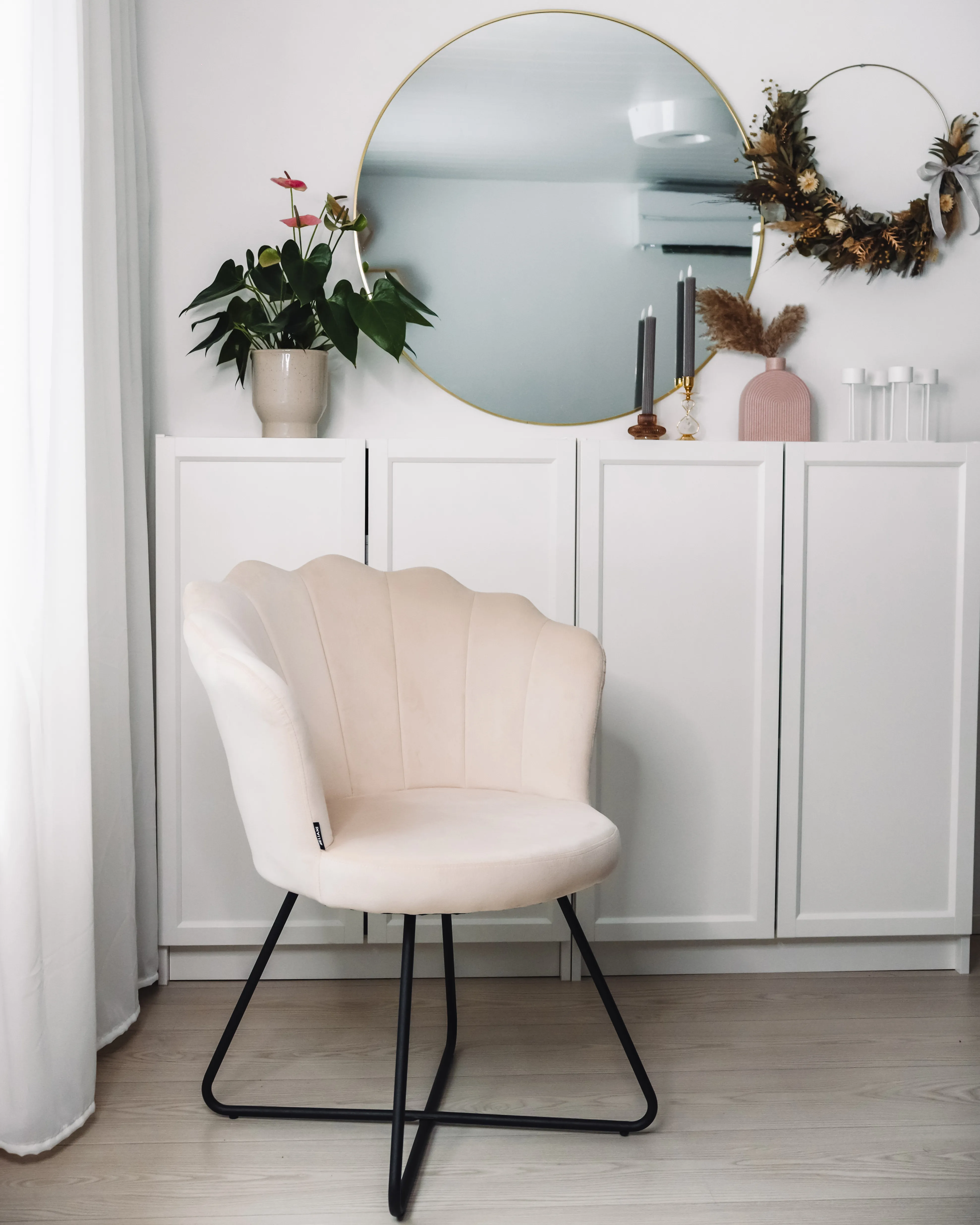 Fauteuil LOVELOCK Fluweel Gebroken wit
