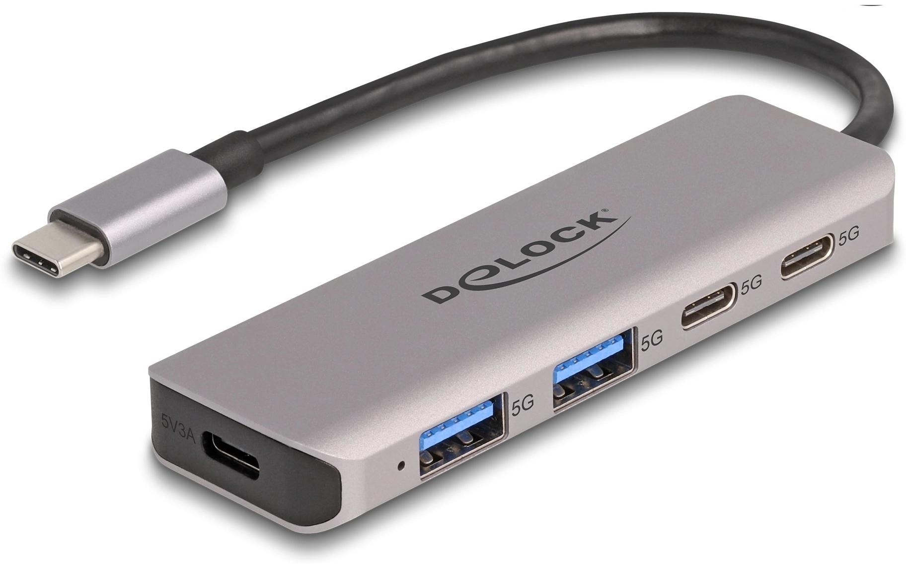 USB-Hub 2x USB C 5Gbps/2x USB A 5GbpsUSB Hub mit vier USB 3.0 Anschlüssen