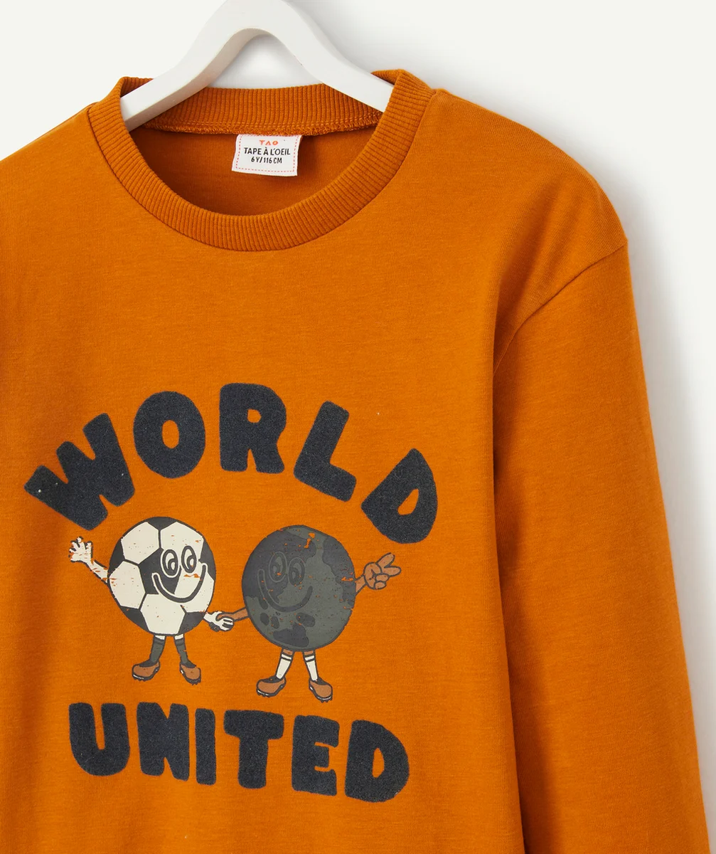 LE T-SHIRT ORANGE AVEC ANIMATIONS EN FIBRES RECYCLÉES GARÇON