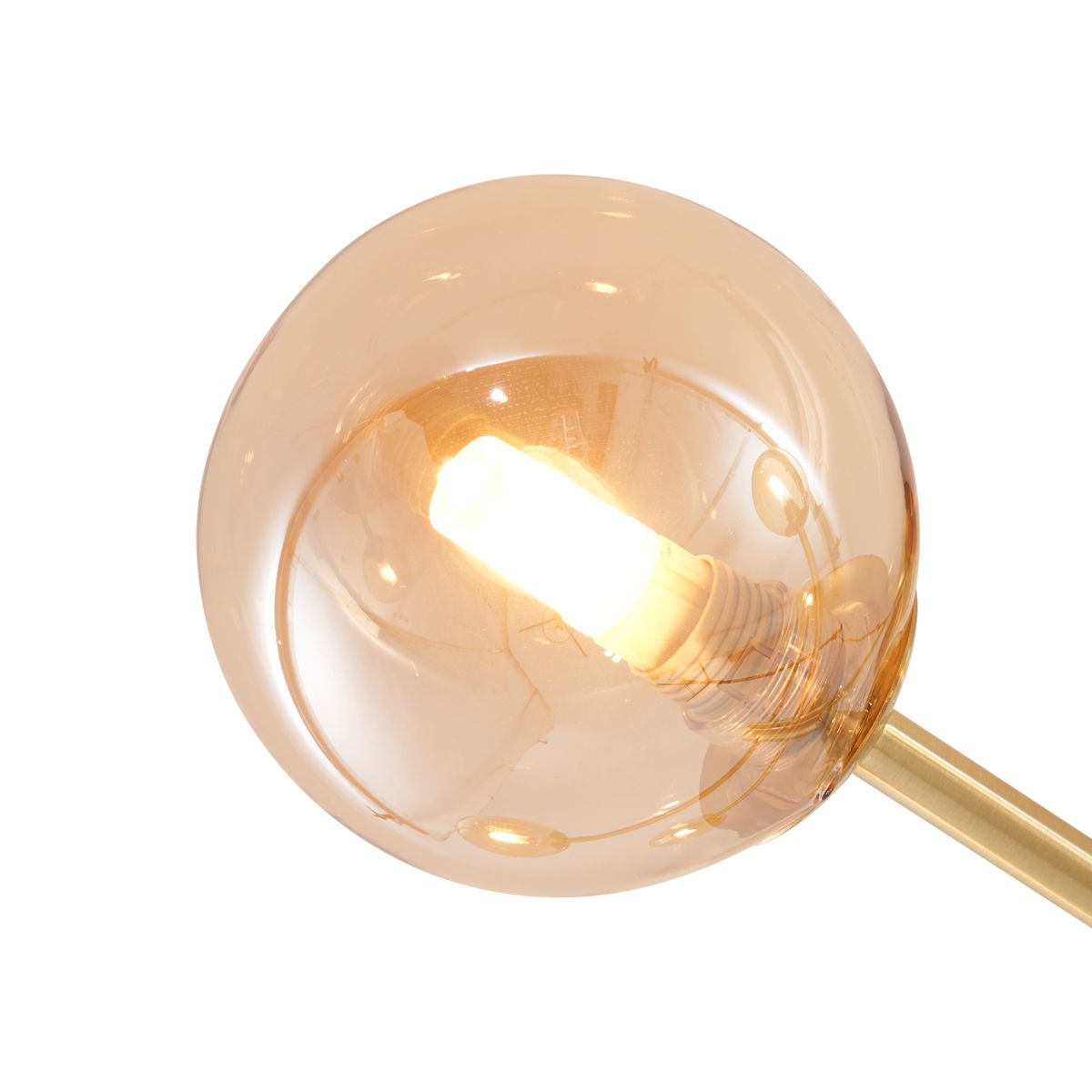 Moderne plafondlamp messing met amber glas 6-lichts - Ryan