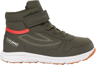 Viking Hovet Mid 1V WP Sneakers, Olive/Red