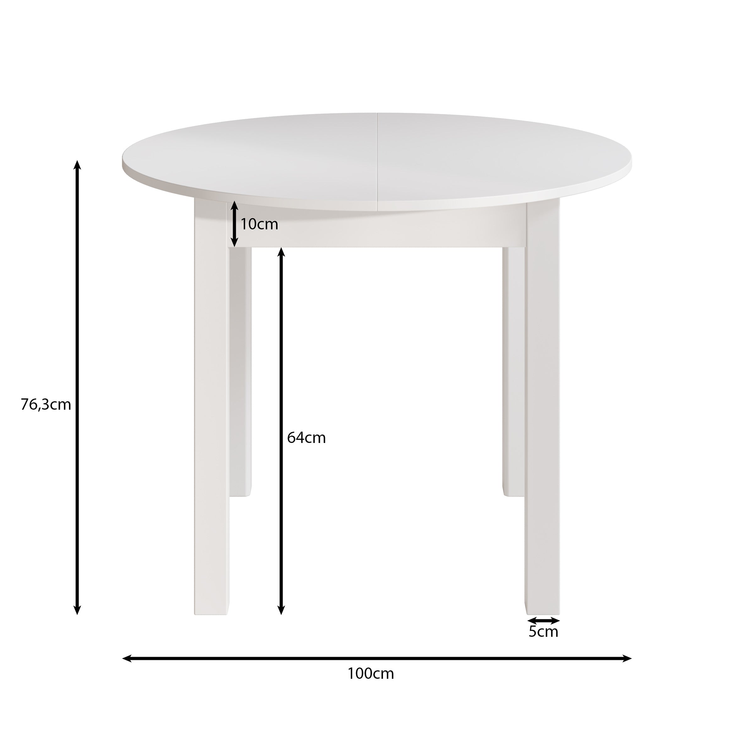 South - Eetkamertafel - Uitschuifbaar - Wit - 100x100x76 cm