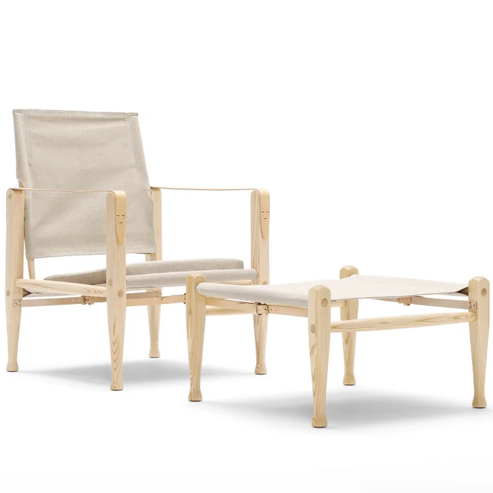 Carl Hansen - KK97170 Safari Hocker, Esche geölt / Leder Natur / Canvas Natur