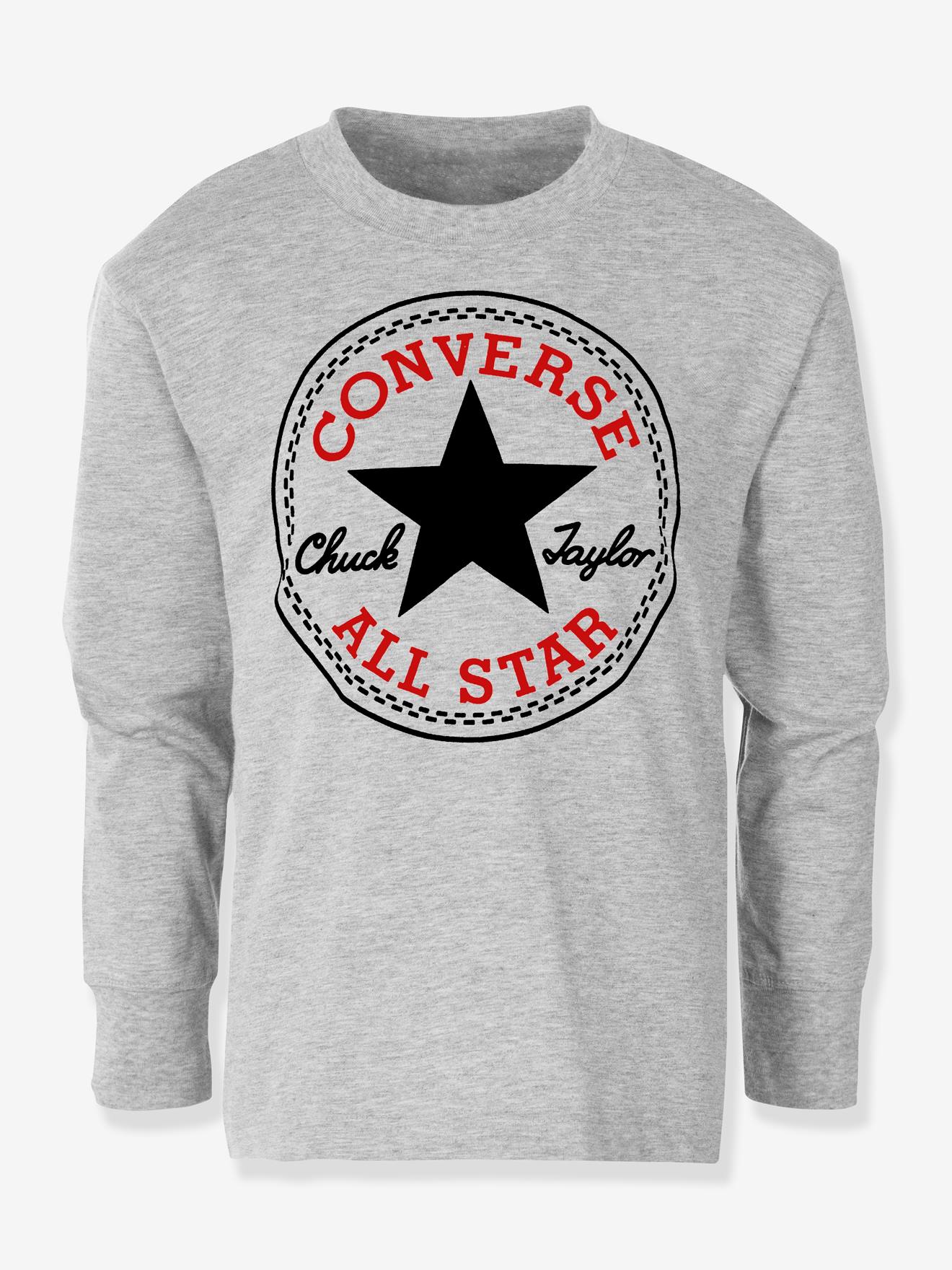 Camiseta infantil de manga comprida CONVERSE Core Chuck Patch, cinza