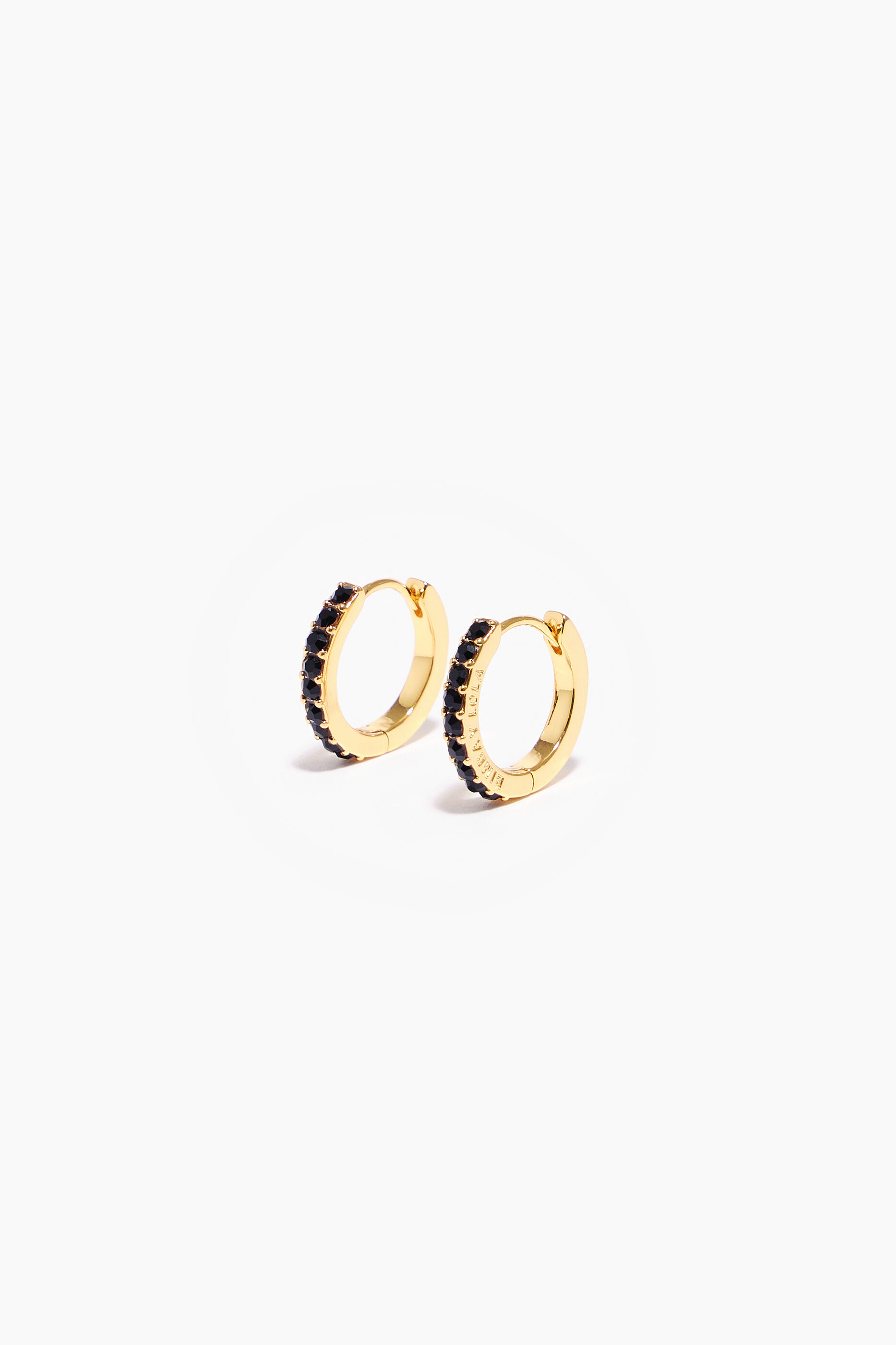 Brincos de argola midi com cristais pretos