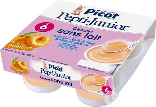 Picot Pepti-Junior Dessert Sans Lait Crème Abricot Pots 4x100g