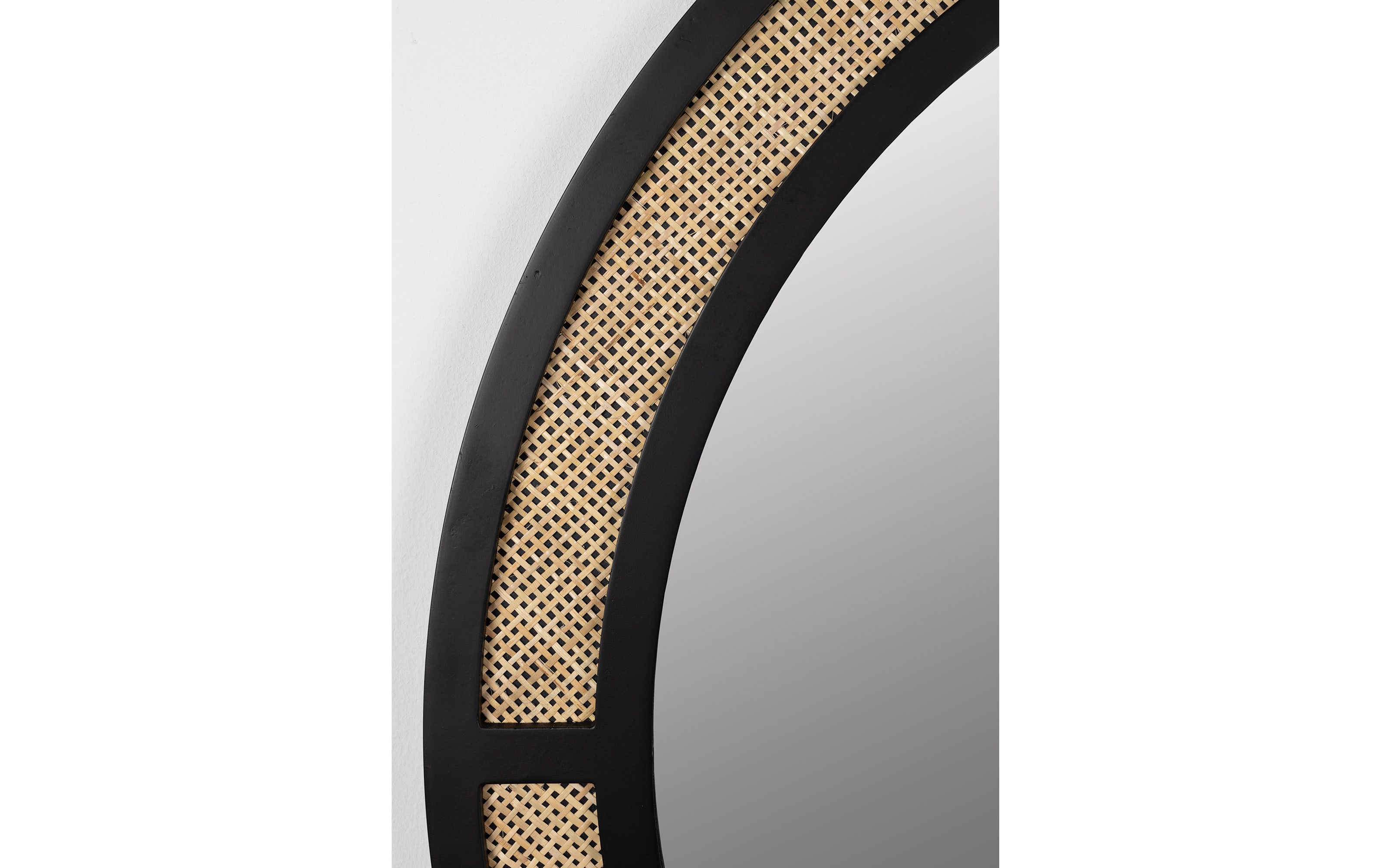 Spiegel Aida Round, schwarz/Rattan, 76 cm
