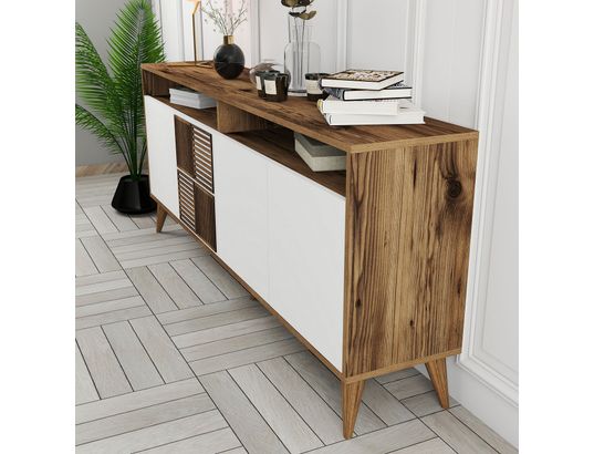 CONCEPT1 - Bahut Milan noyer blanc 180 x 35 x 78cm