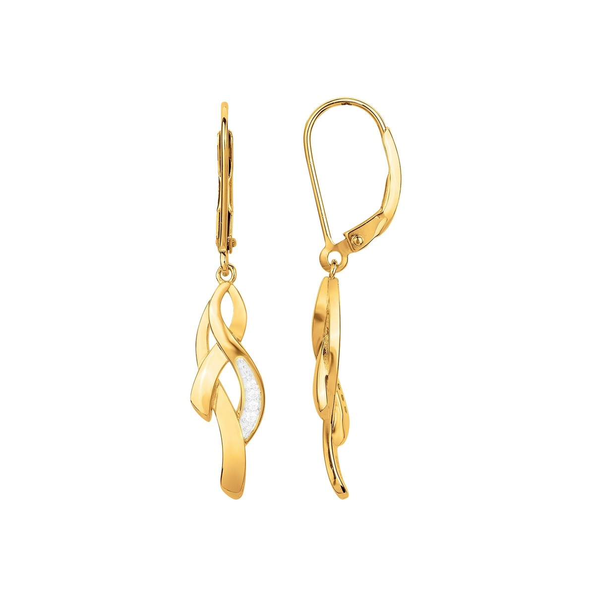 Boucles d'oreilles pendantes en Plaqué Or avec oxyde de zirconium blanc