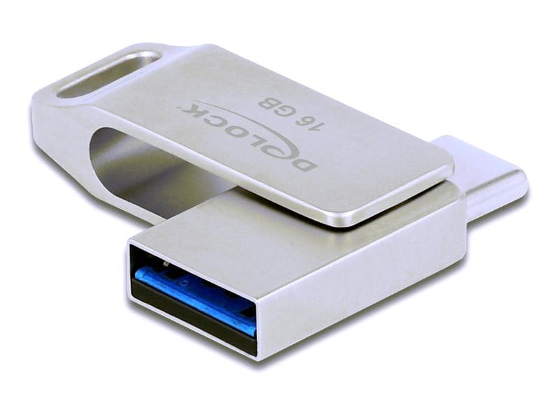 Delock USB-Stick 3.2 Gen 1 USB-C   Typ-A 16 GB Delock USB 3.2 Gen 1 USB-C   Typ-A Speicherstick 16 GB – Metallgehäuse