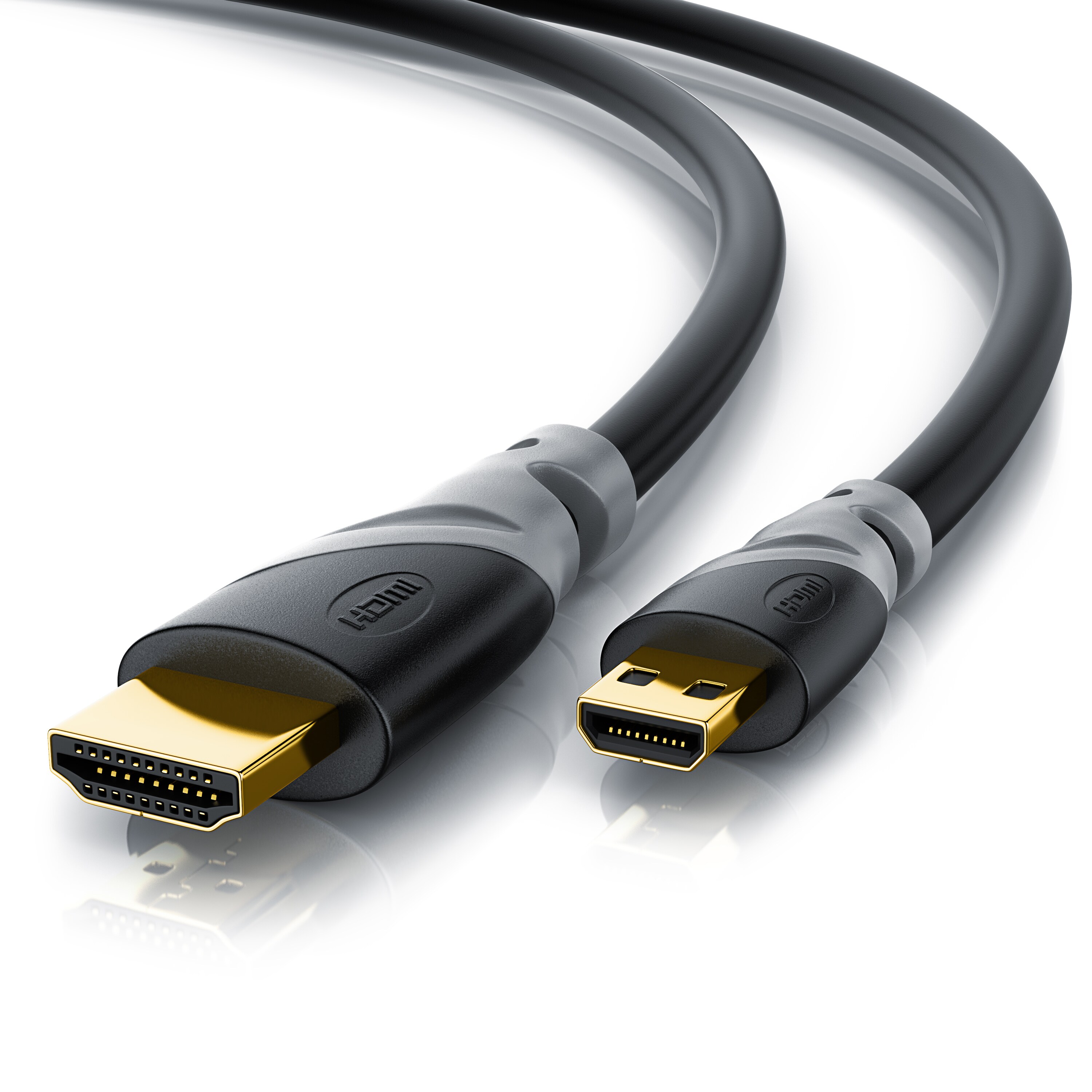 CSL HDMI Typ D (Micro) 2.0 zu HDMI Typ A Kabel, 4K, Ethernet, Ultra HD 2160p (3840 × 2160 Pixel) - 1m