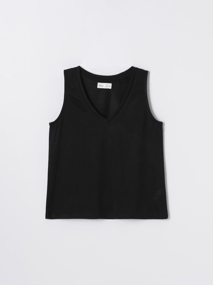 Camiseta com efeito linho - Preta