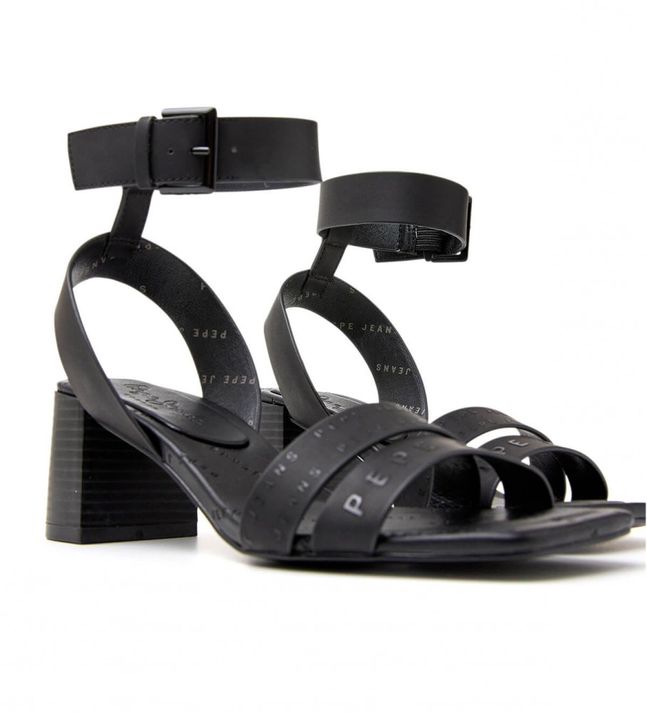 Sandálias Pepe Jeans Altea Young Block, pretas - Altura do salto: 6 cm -