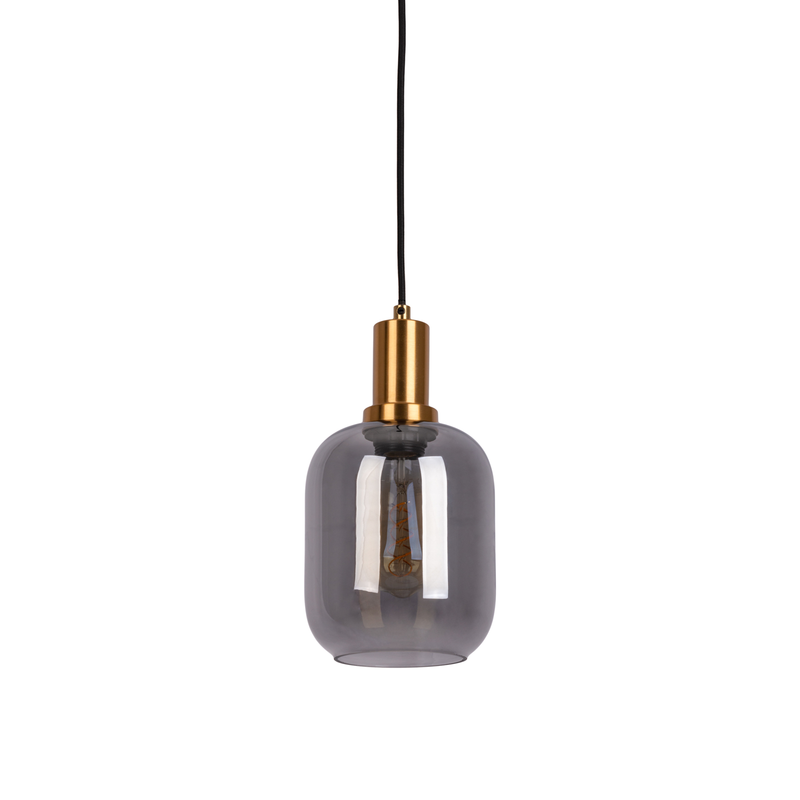 Pendelleuchte FUMO - schwarz-gold - Rauchglas - Ø 21,2 cm