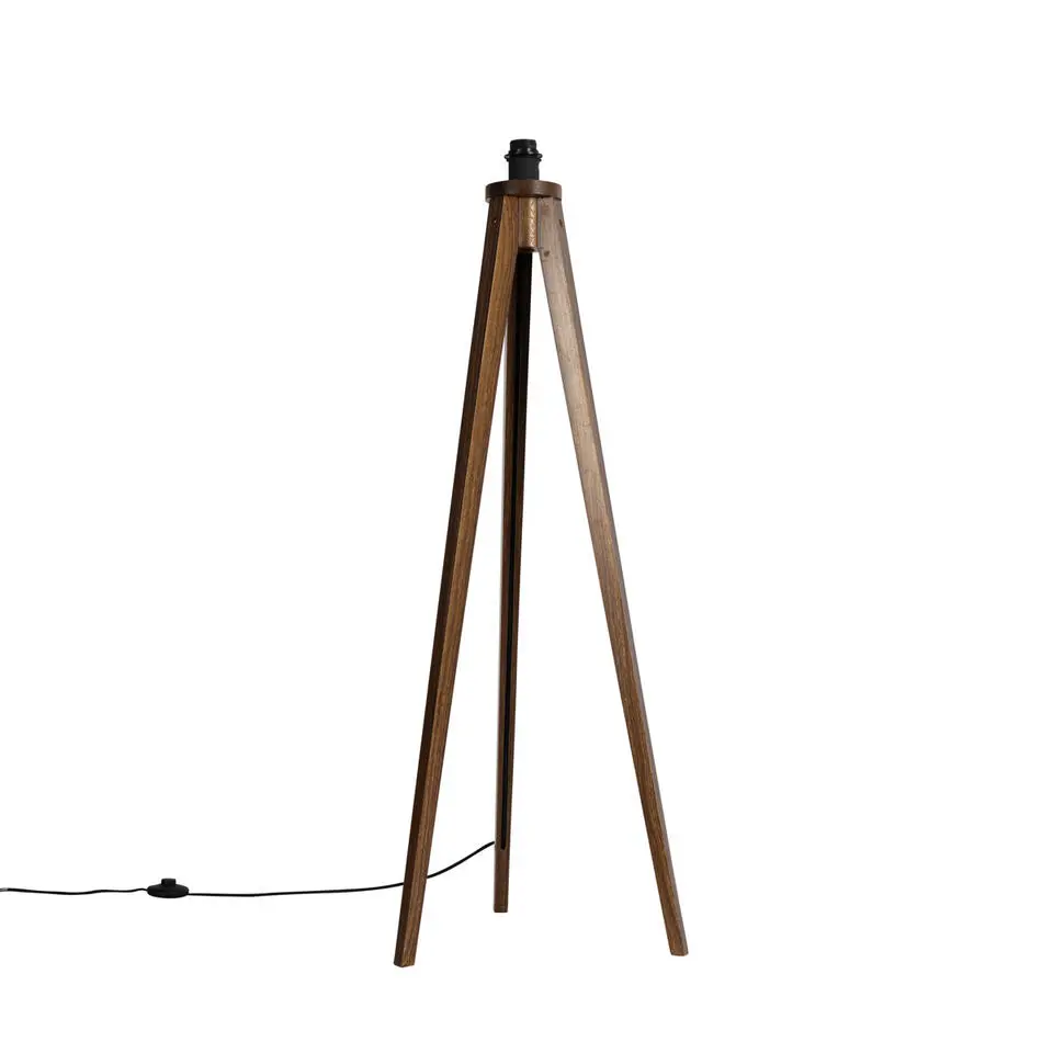 Qazqa vloerlampen tripod_classic bruin e27