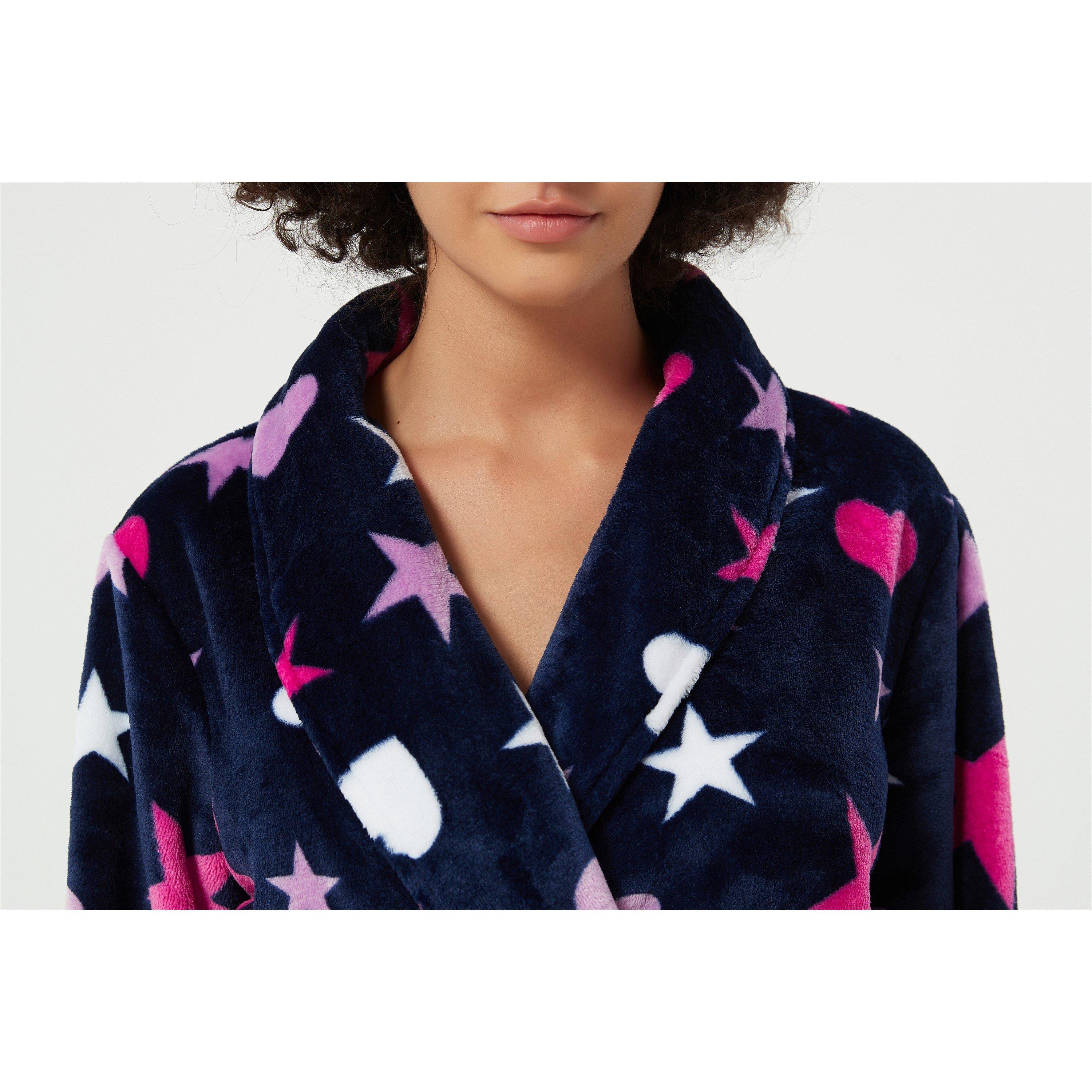 Linea Ladies Heart Star Fleece Dressing Gown