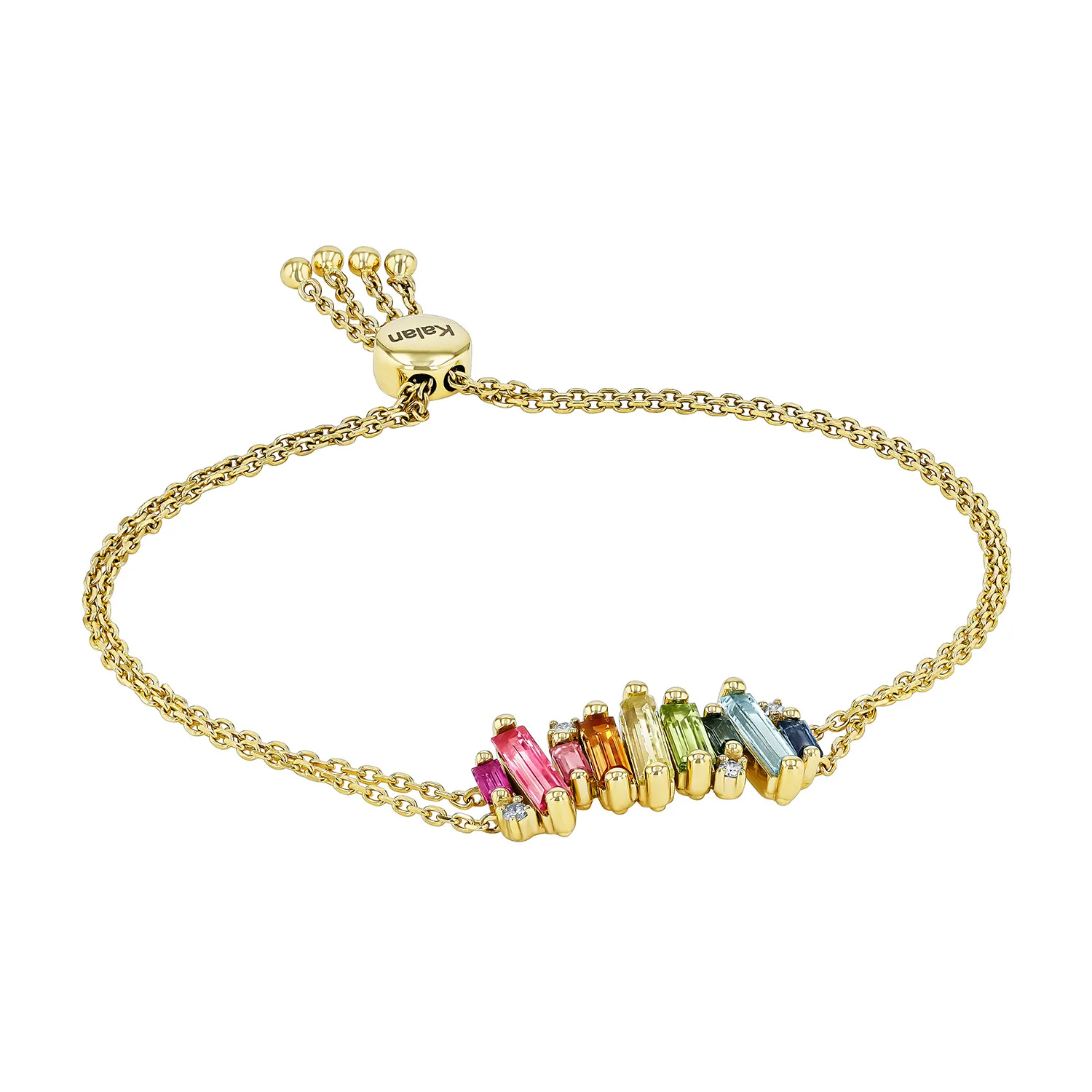 Suzanne Kalan Baguette Rainbow Armbånd 14 kt. Guld 0,10 ct. PB64-YGRBW