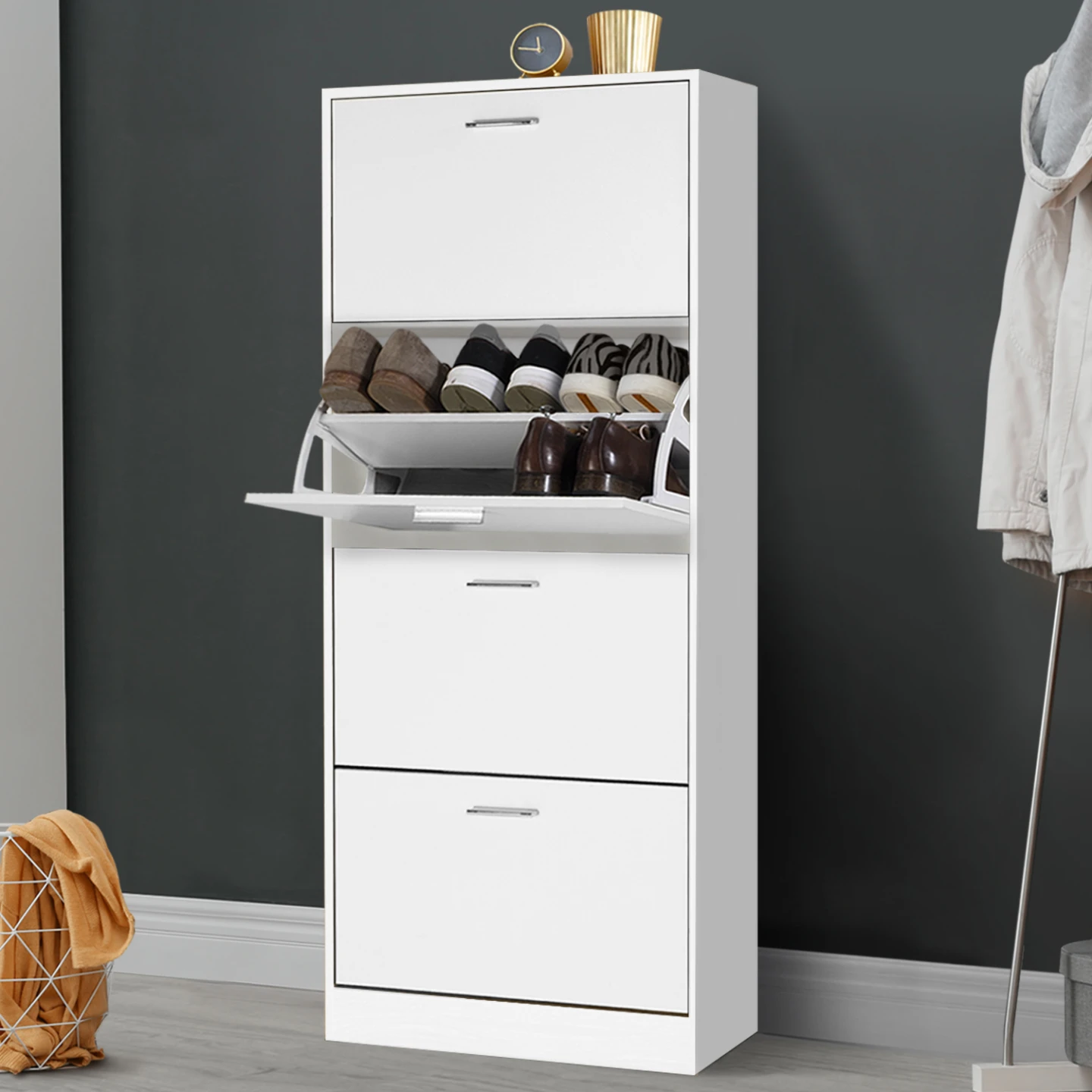 Meuble à chaussures 24 paires KLARK 4 portes blanc