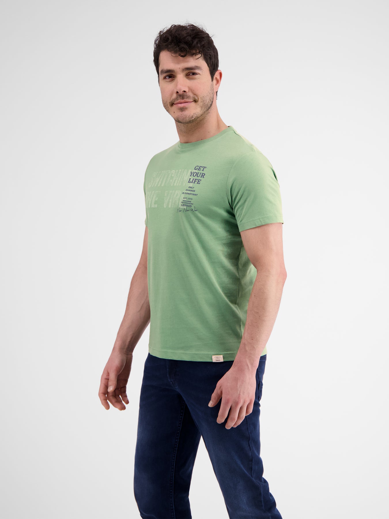 Unifarbenes T-Shirt für Herren mit Brustprint
