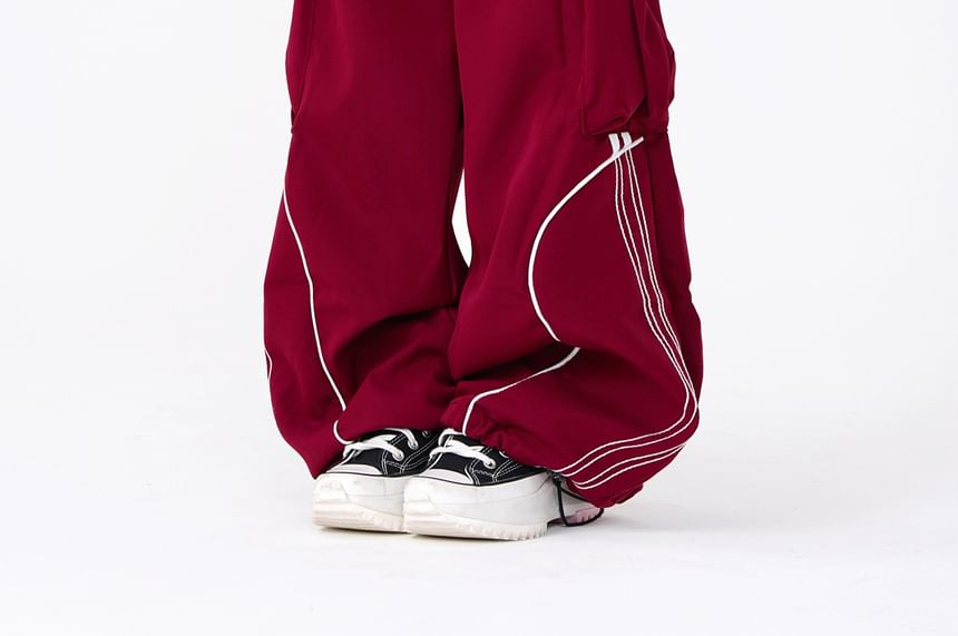 Rosesand - Lage taille, gestreepte, losse, wijde joggingbroek met zakken