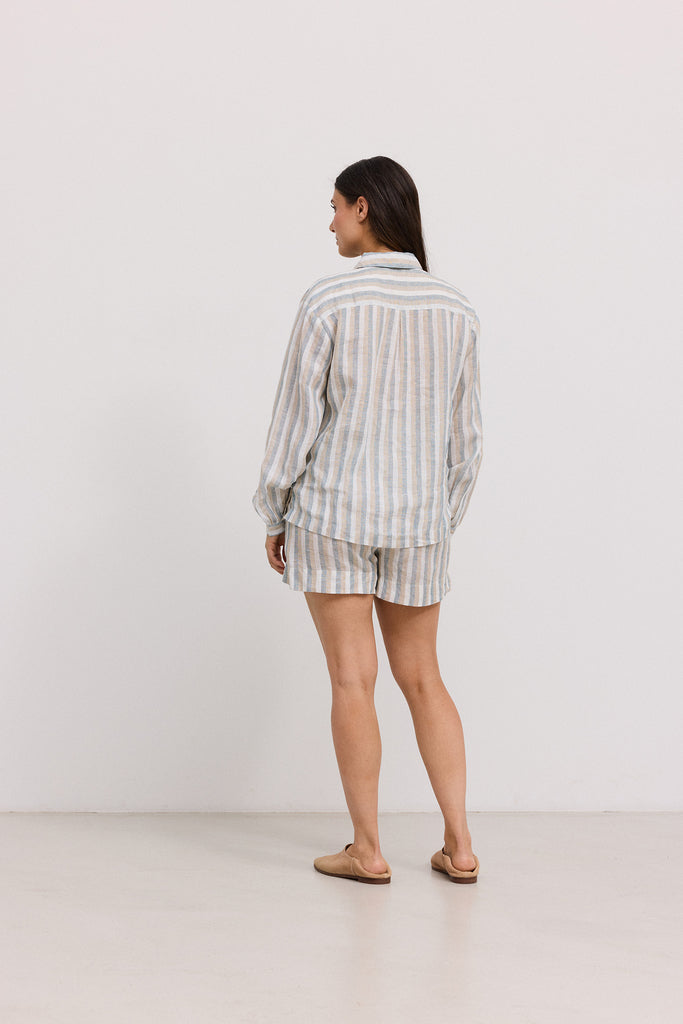 Tatum W, Skjorte - Dusty Blue Stripe