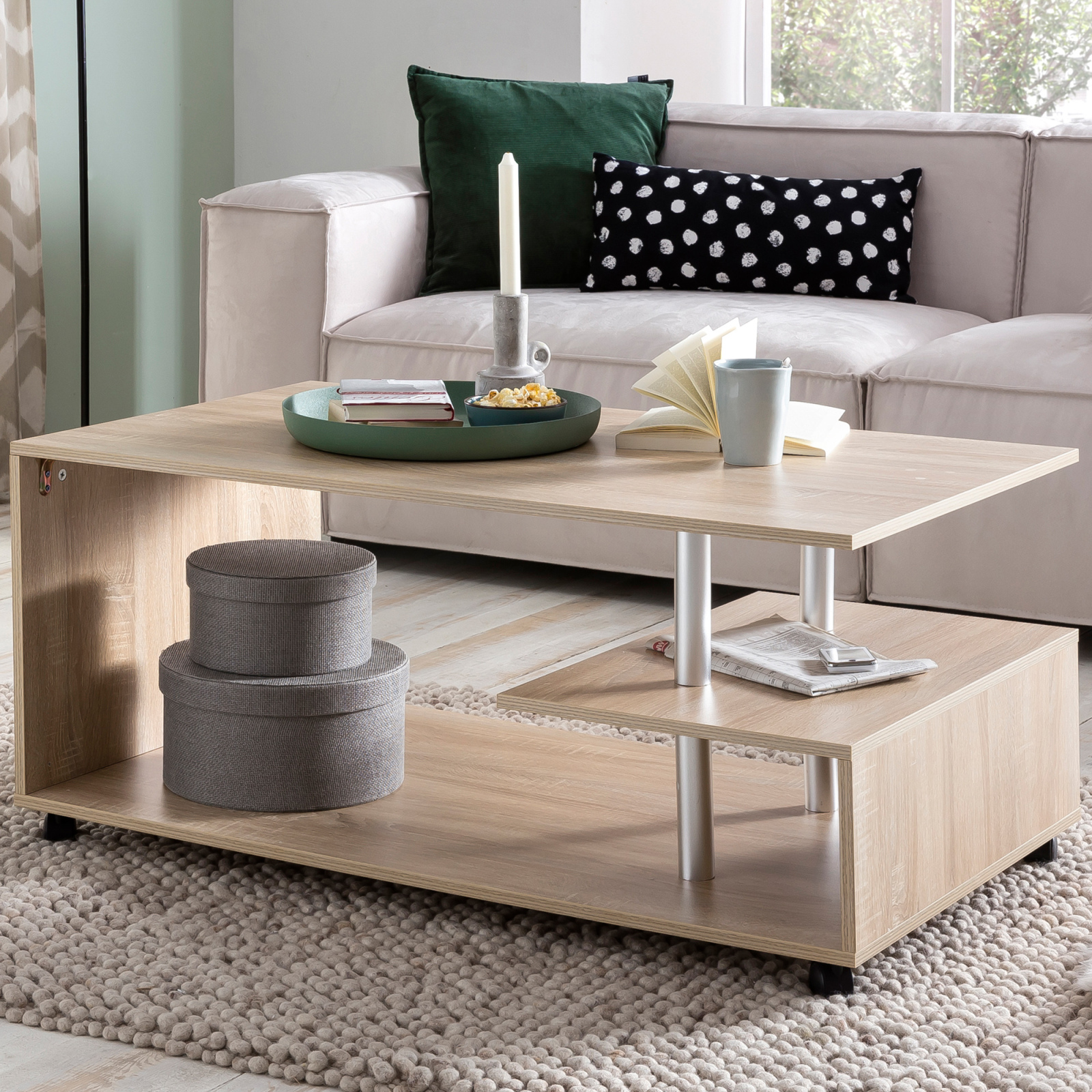 Couchtisch - Sonoma Eiche - rollbar - 105 cm