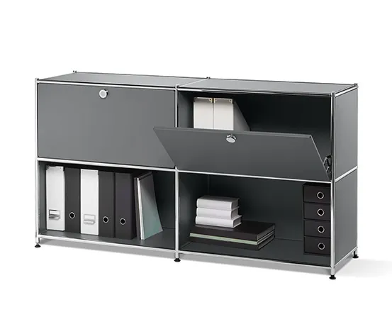 Sideboard Metall »CN3« mit versetzbaren Klappenfächern, schwarz