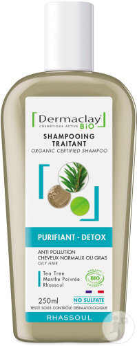 Dermaclay Shampoing Purifiant Détox Cheveux Normaux Ou Gras Bio Flacon 250ml